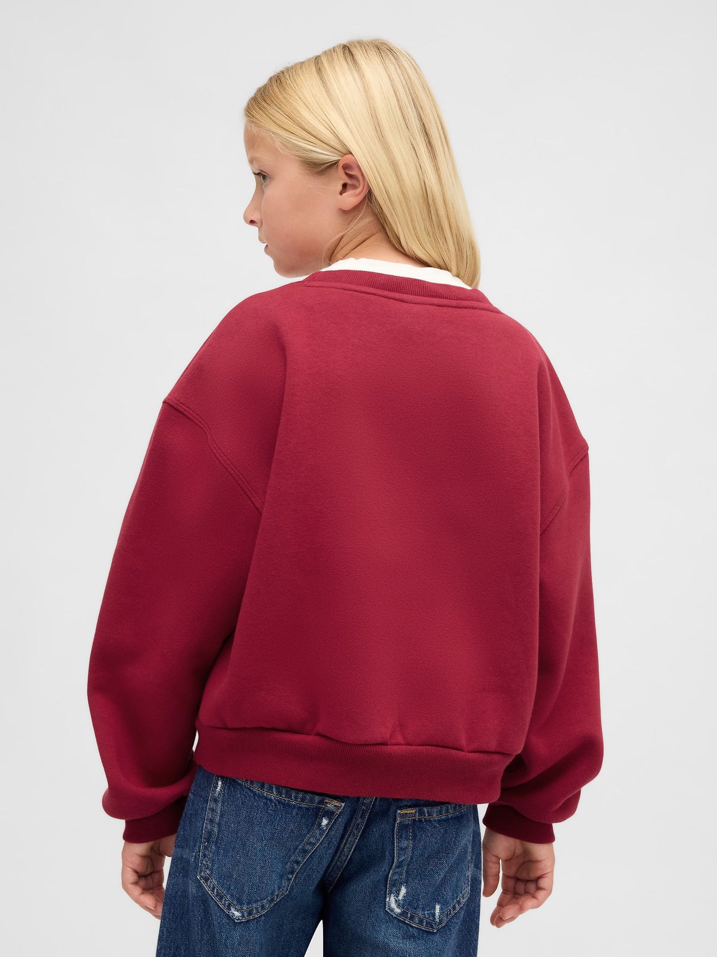 Kırmızı Oversized Wedge Bisiklet Yaka Sweatshirt