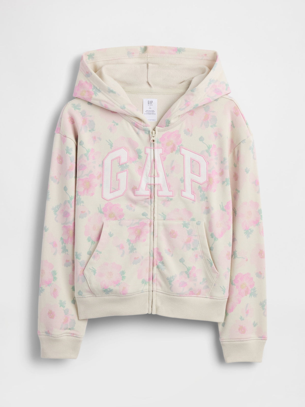 Açık Pembe Relaxed Gap Logo Fransız Havlu Kumaş Fermuarlı Sweatshirt