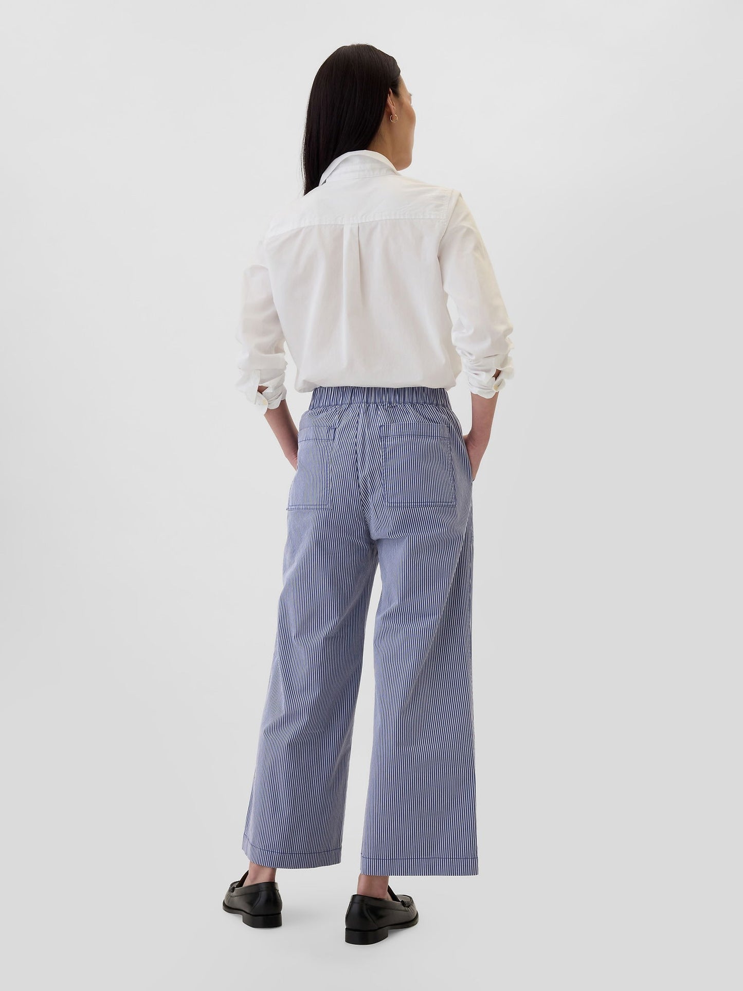 Mavi Mid Rise Çizgili Easy Wide-leg Khaki Pantolon