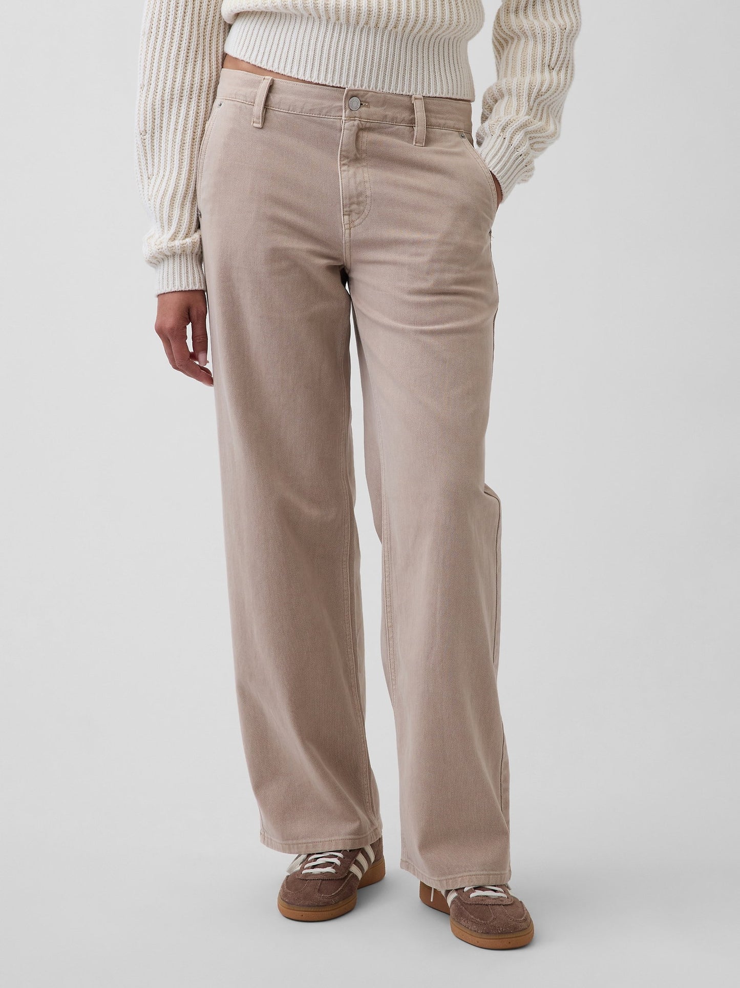 Bej Low Rise '90s Loose Khaki Pantolon