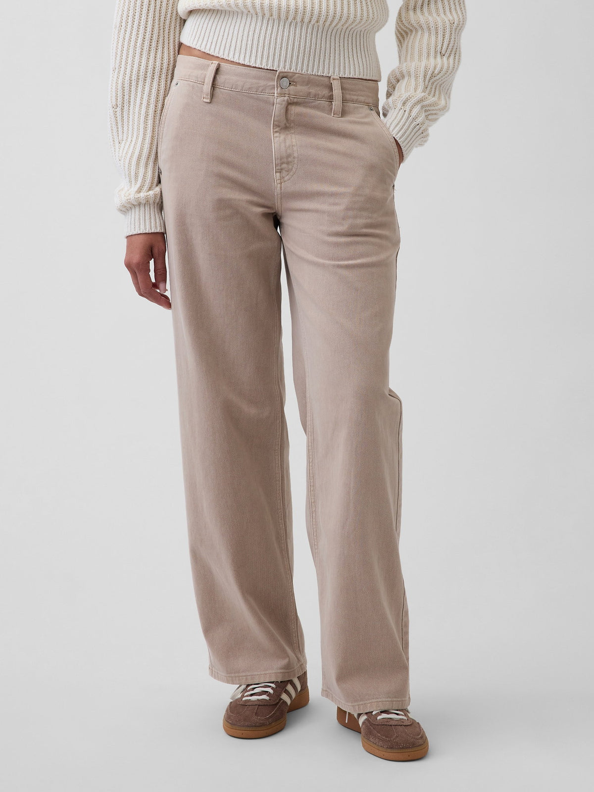 Bej Low Rise '90s Loose Khaki Pantolon