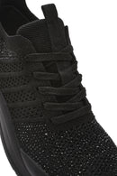 Derimod Zero Kadın Siyah Bağcıklı Taşlı Kumaş Sneaker