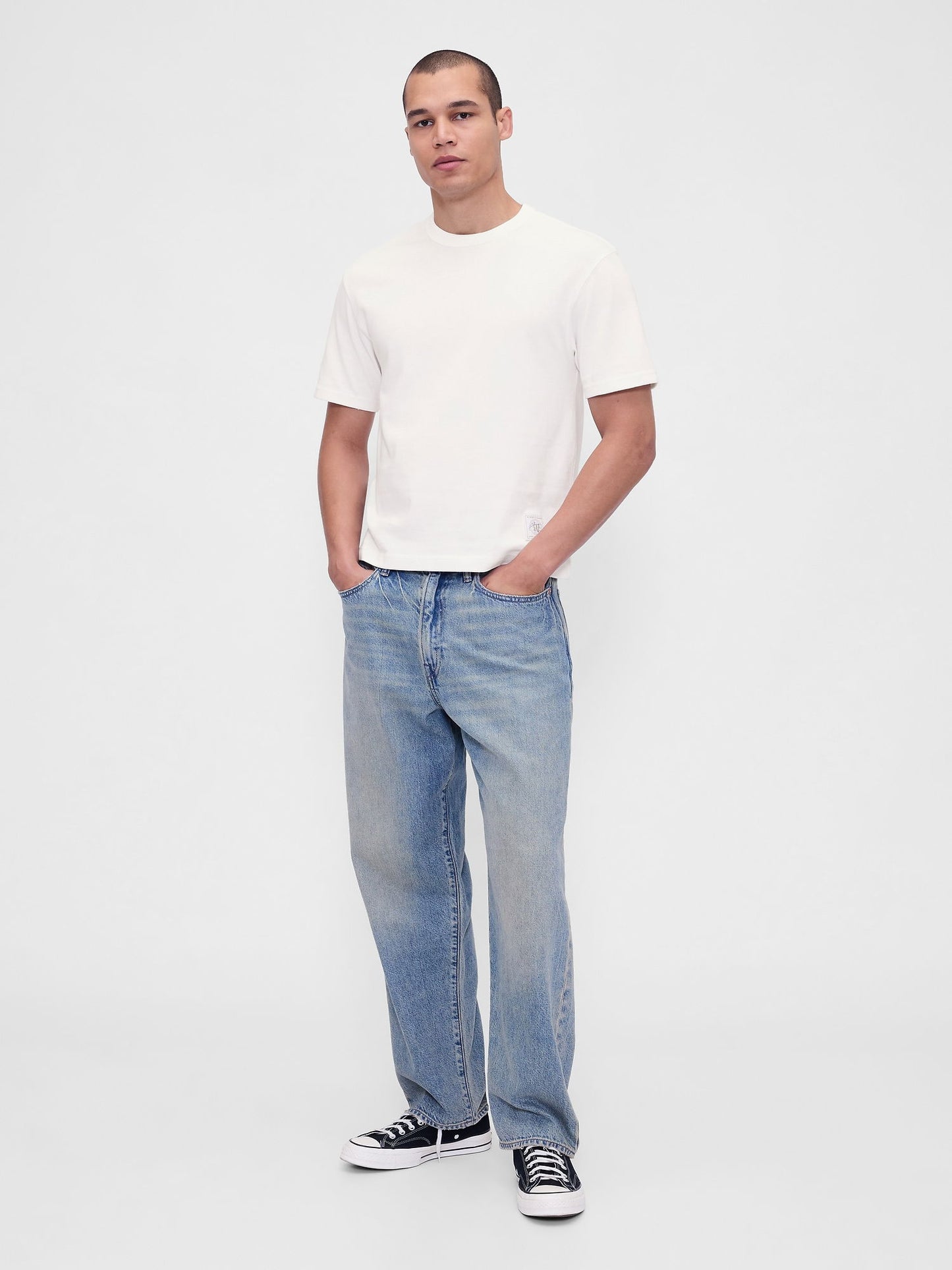 Beyaz Heavyweight Crop Grafik T-shirt