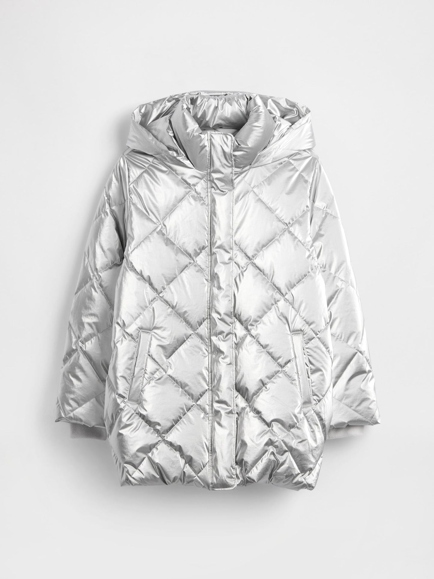 Gri Kapitone Puffer Şişme Mont