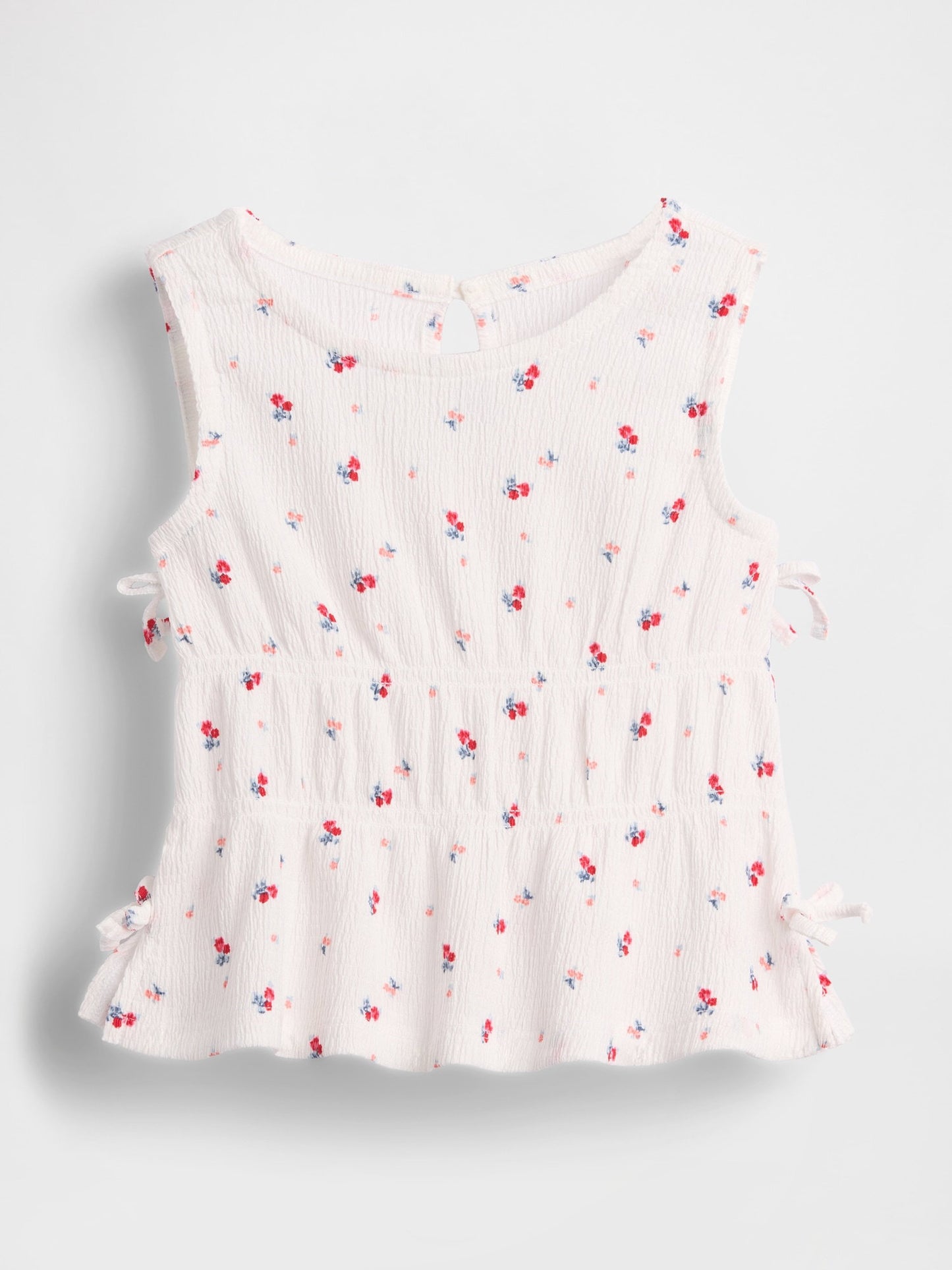 Beyaz Crinkle Örgü Fiyonk T-shirt