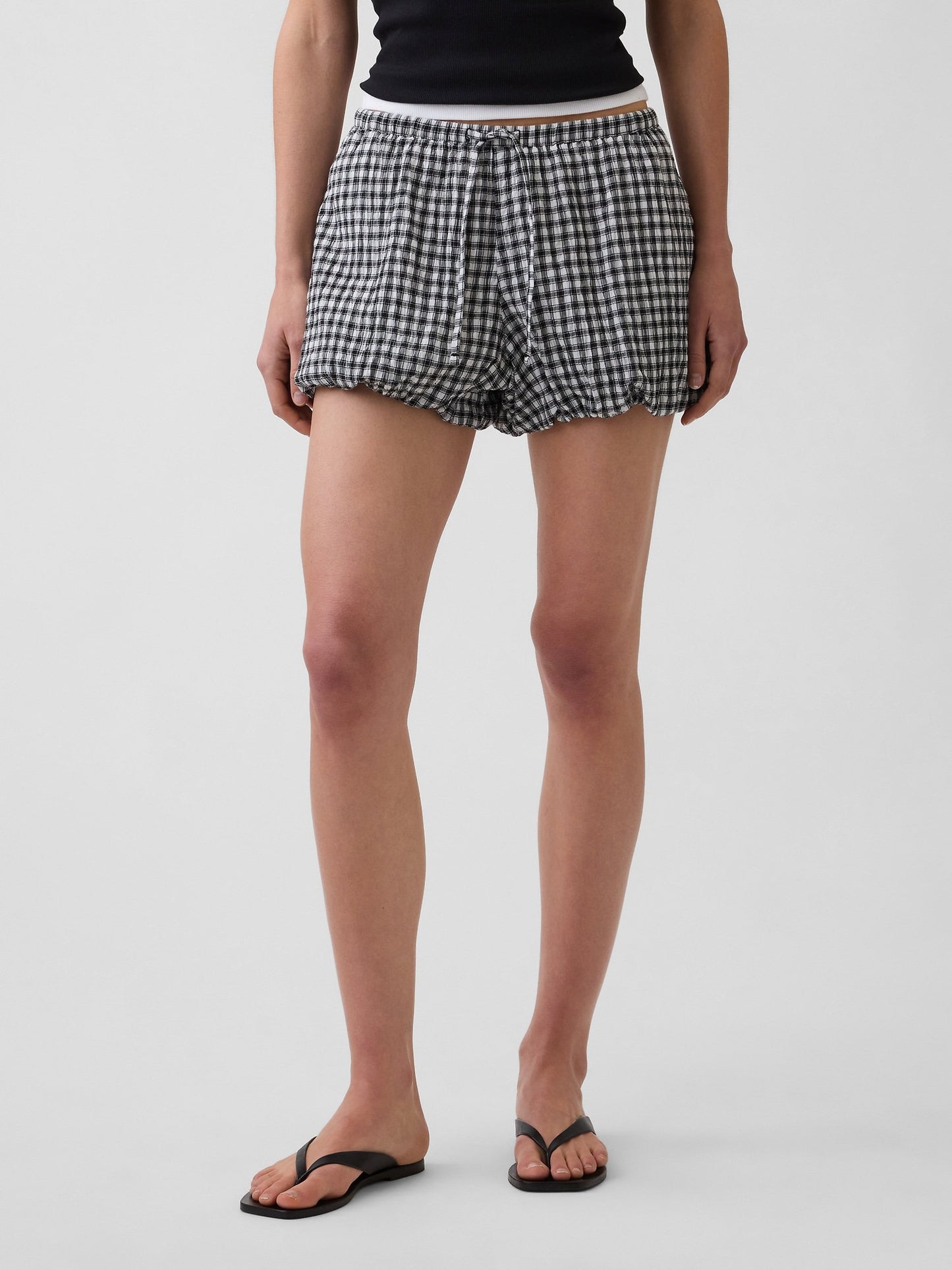 Siyah Gingham Easy Bubble Şort