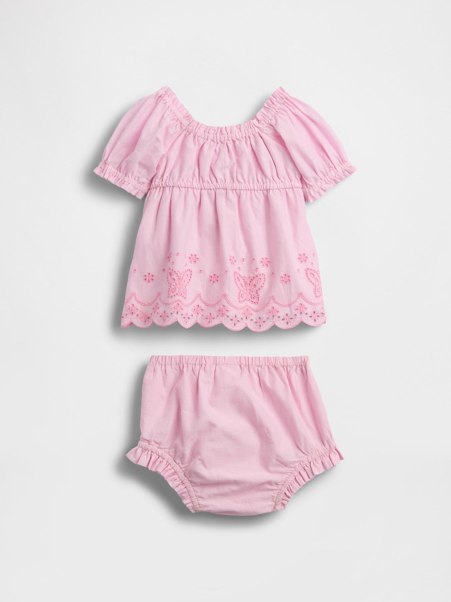 Pembe Kelebek Işlemeli Outfit Set