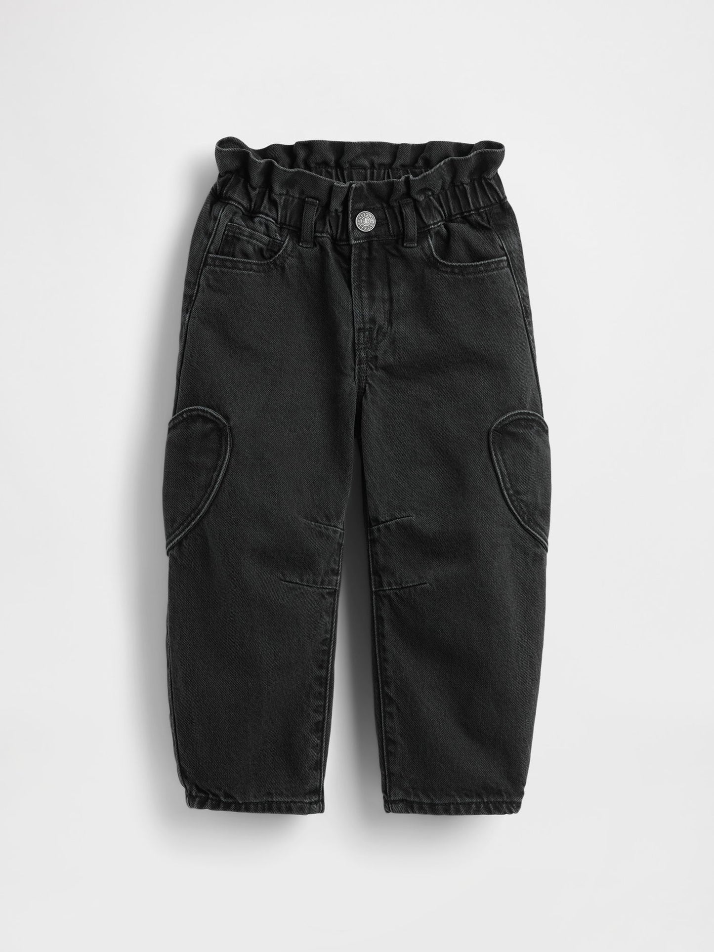 Siyah Heart Pocket Horseshoe Jean Pantolon