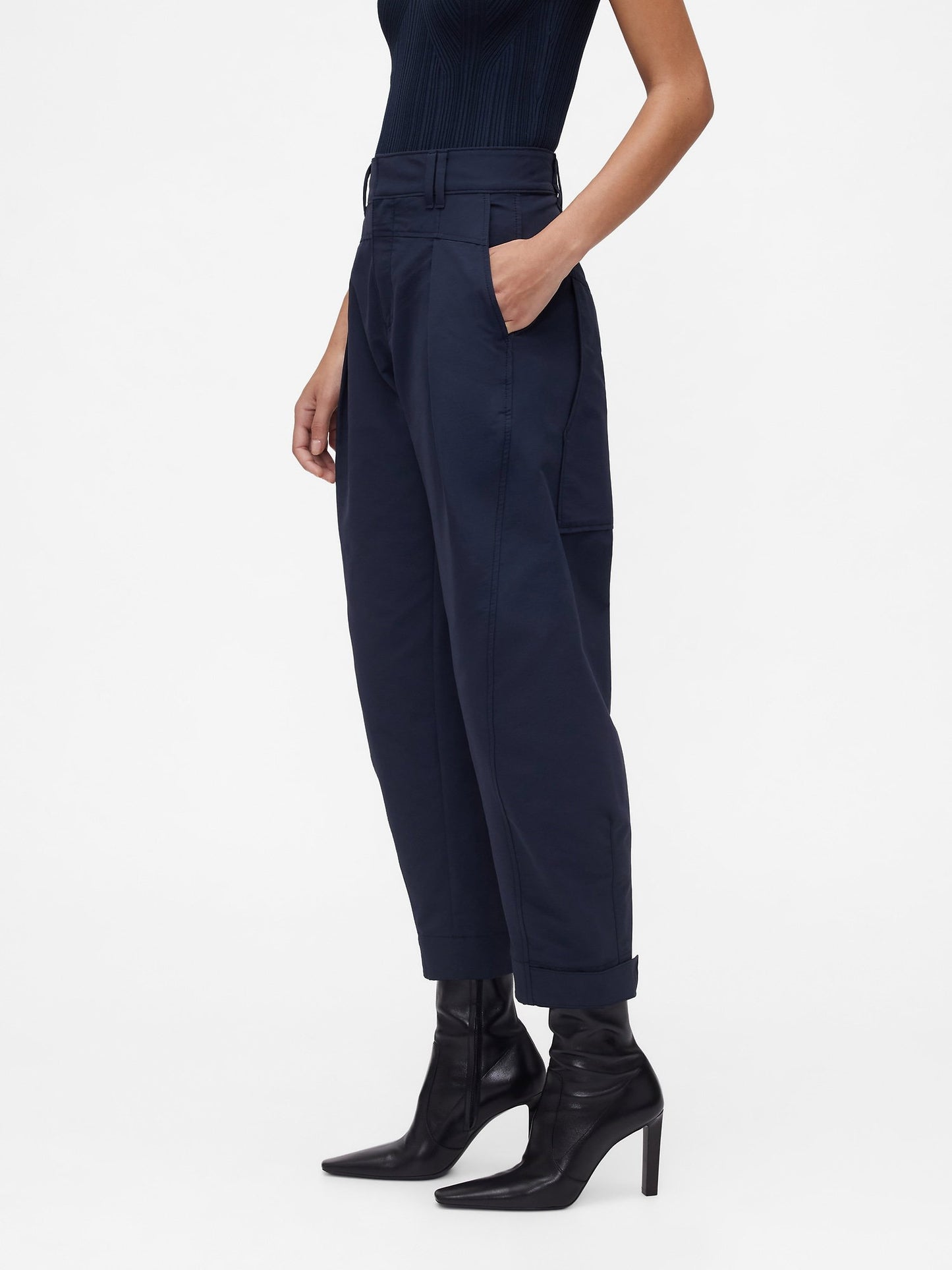 Lacivert Gapstudio High Rise Barrel Pantolon
