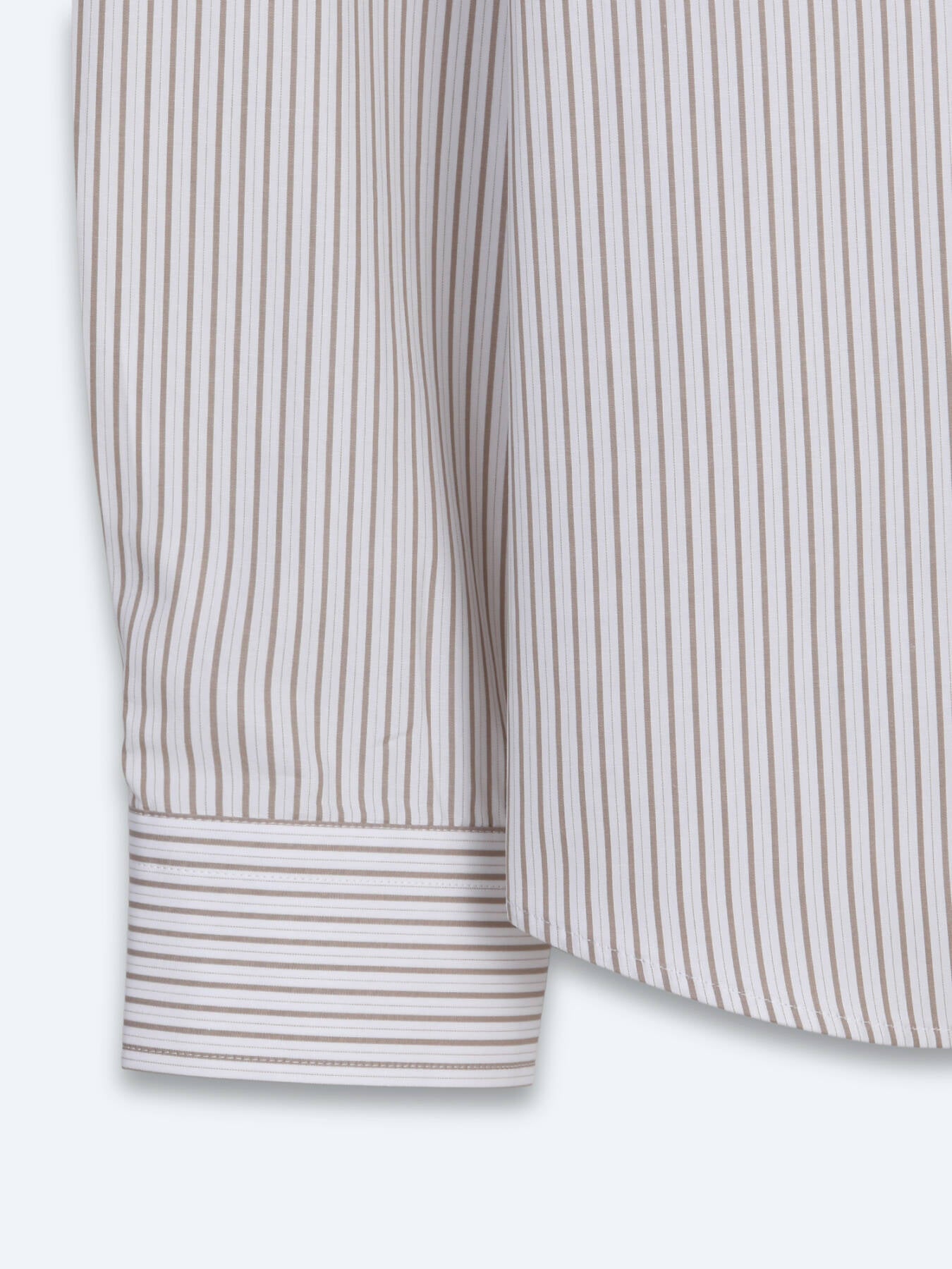 Bej Çizgili Regular Fit Uzun Dokuma Casual %100 Pamuk Gömlek
