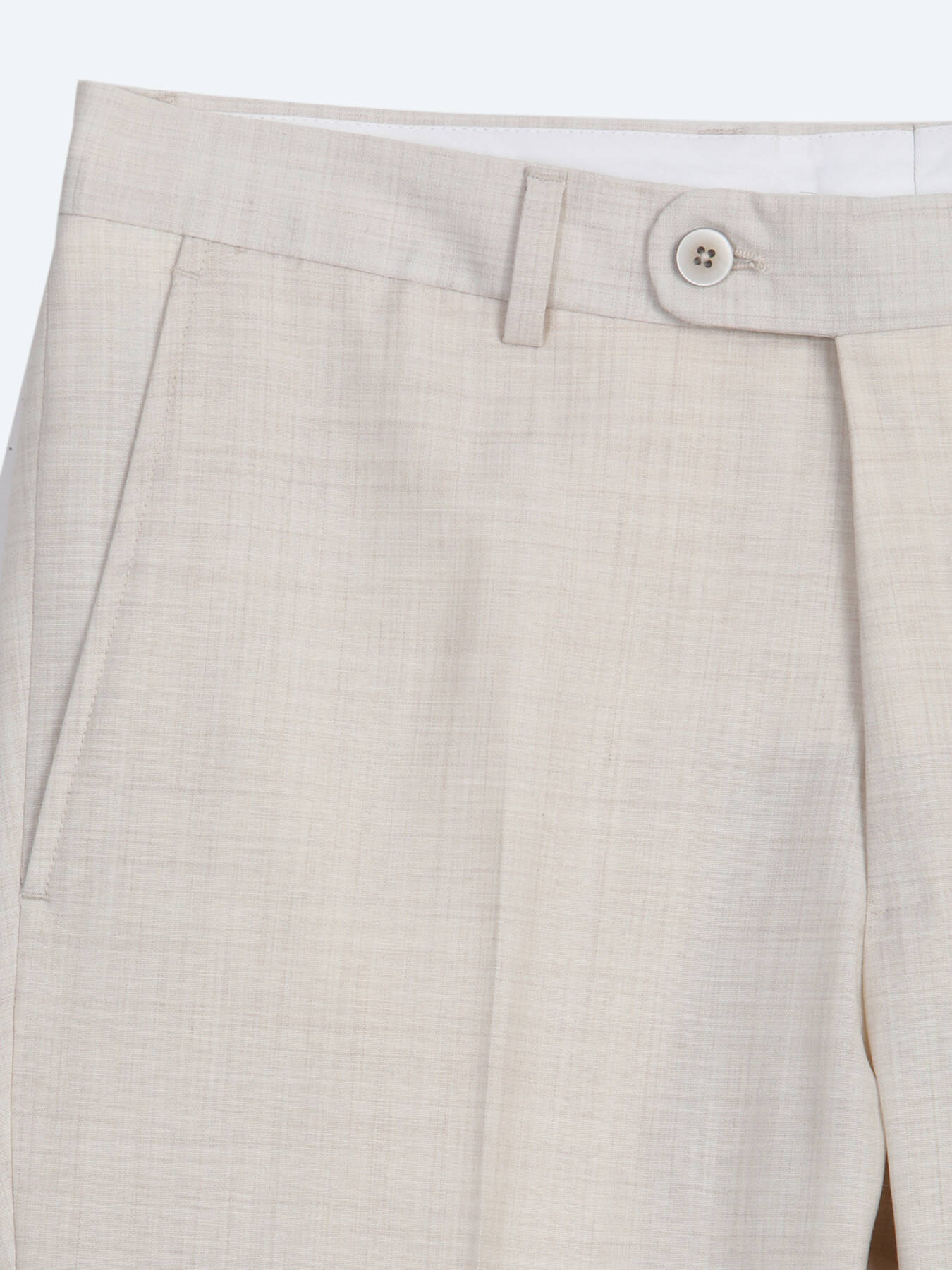 Bej Desenli Modern Fit Yün Karışımlı Takım Elbise