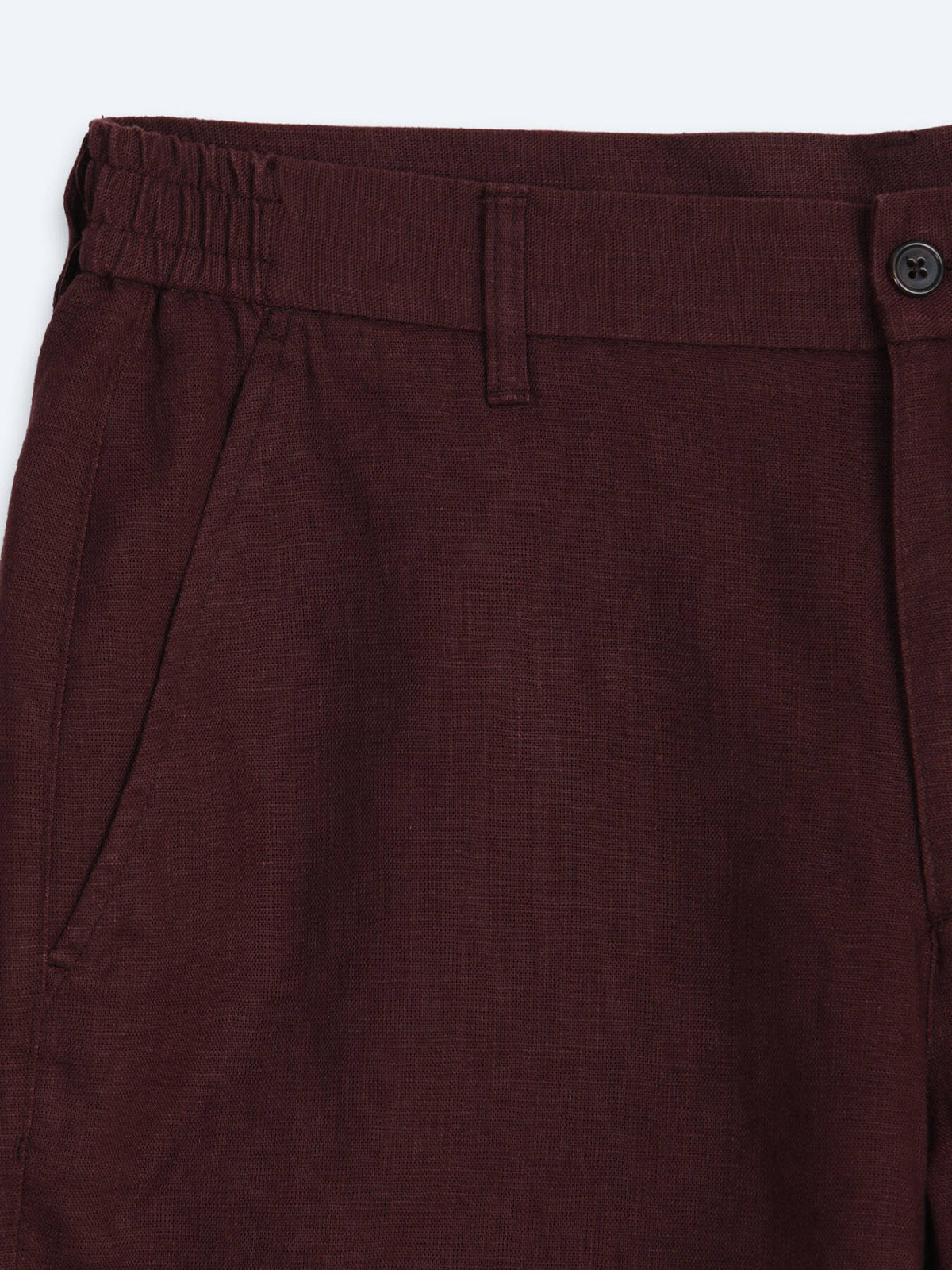 Bordo Düz Dokuma Jogging Fit Casual Pamuk Karışımlı Bermuda