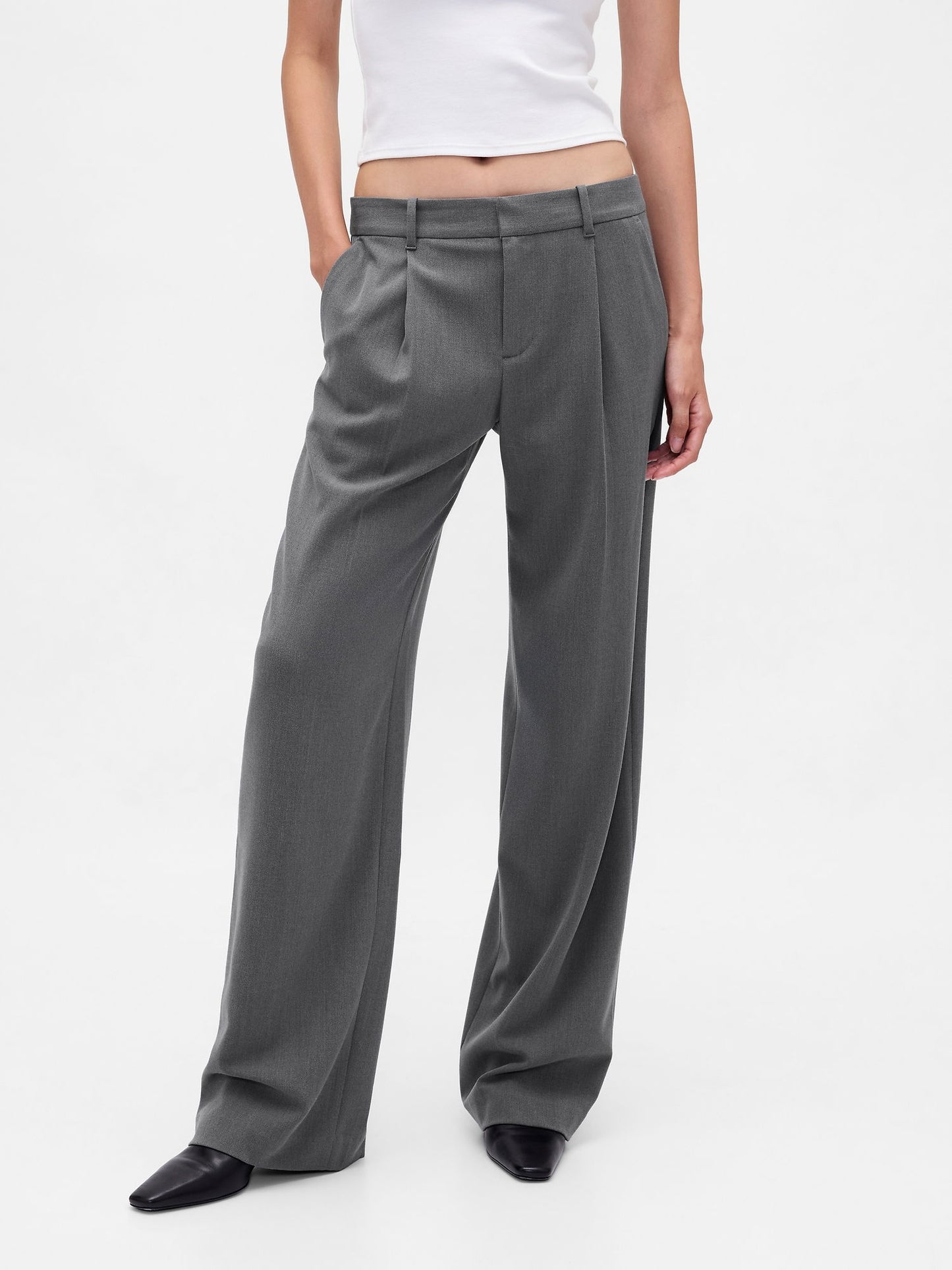 Açık Gri 365 Low Rise Brushed Twill Pileli Pantolon