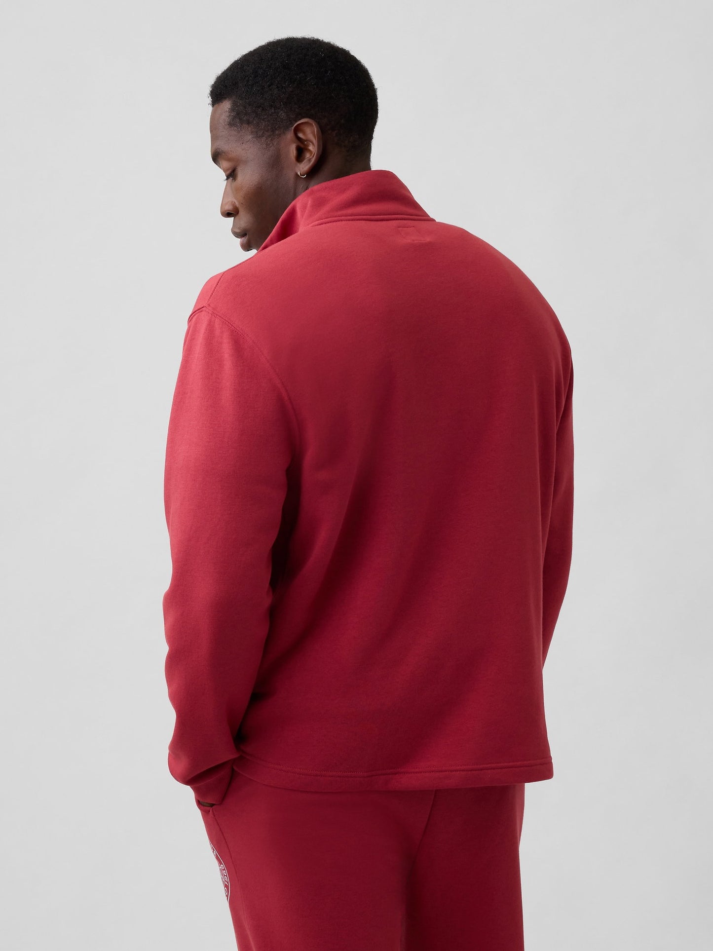 Kırmızı Relaxed Gap Grafik Yarım Fermuarlı Sweatshirt