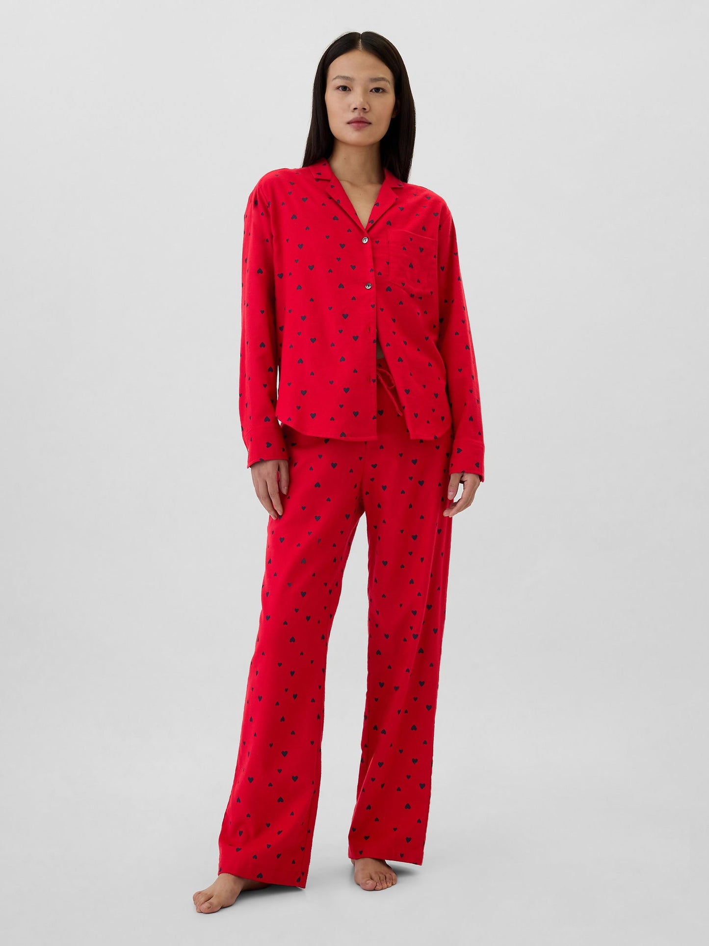 Kırmızı Desenli Flannel Pijama Altı