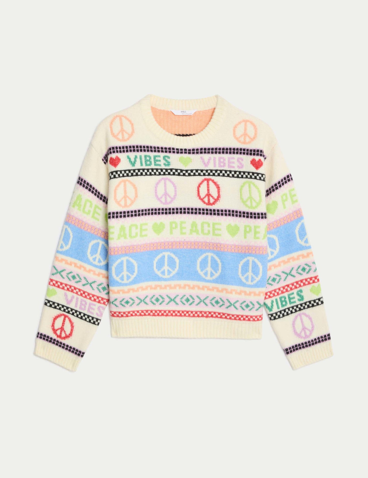 Fair Isle Desenli Yuvarlak Yaka Kazak (6-16 Yaş)