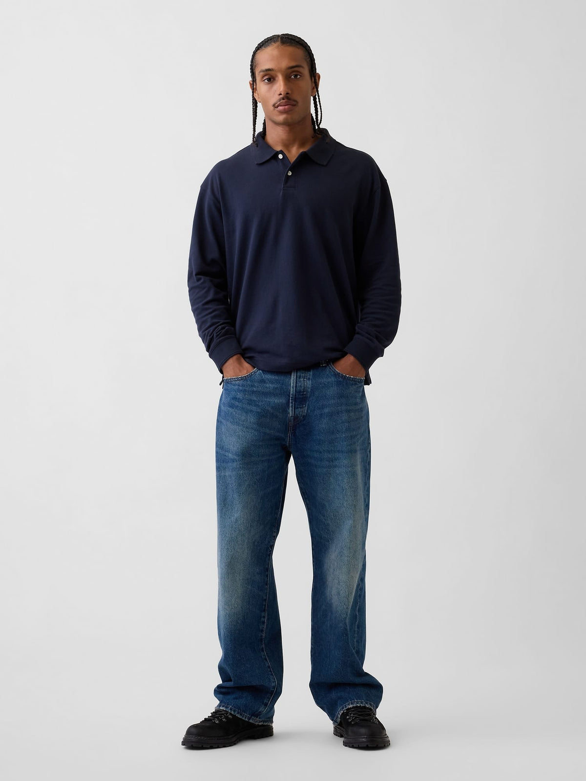 Lacivert Oversized Pique Polo T-shirt