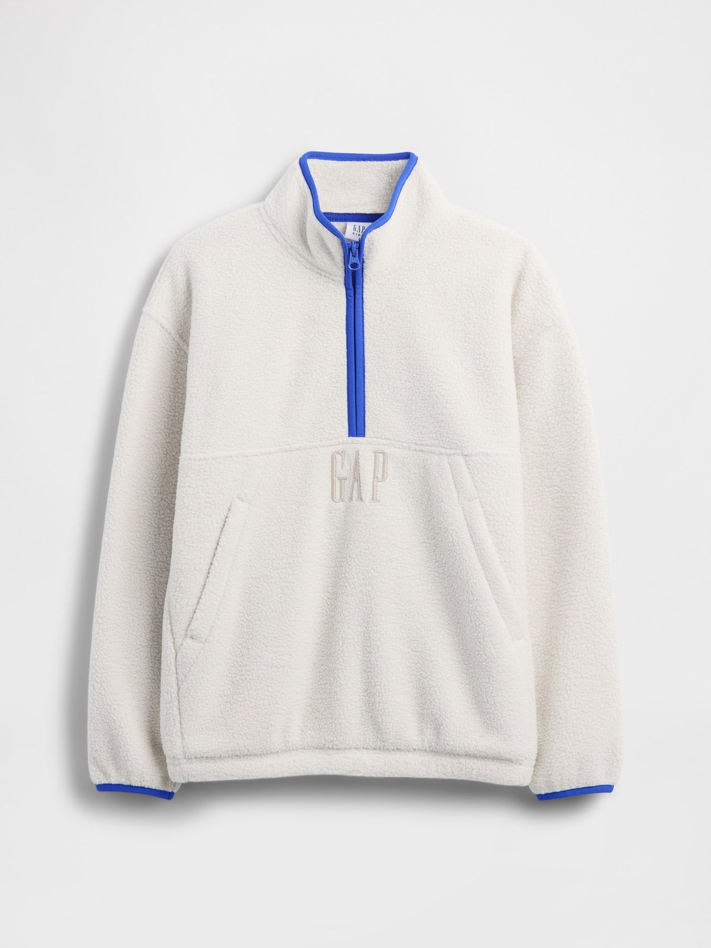 Gri Sherpa Logo Yarım Fermuarlı Pullover