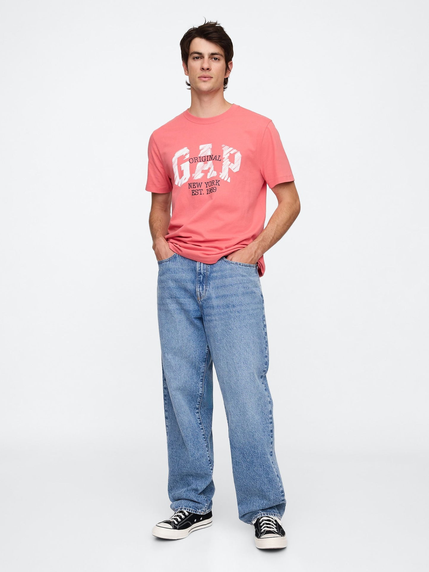 Pembe Everyday Soft Gap Logo Grafik T-shirt