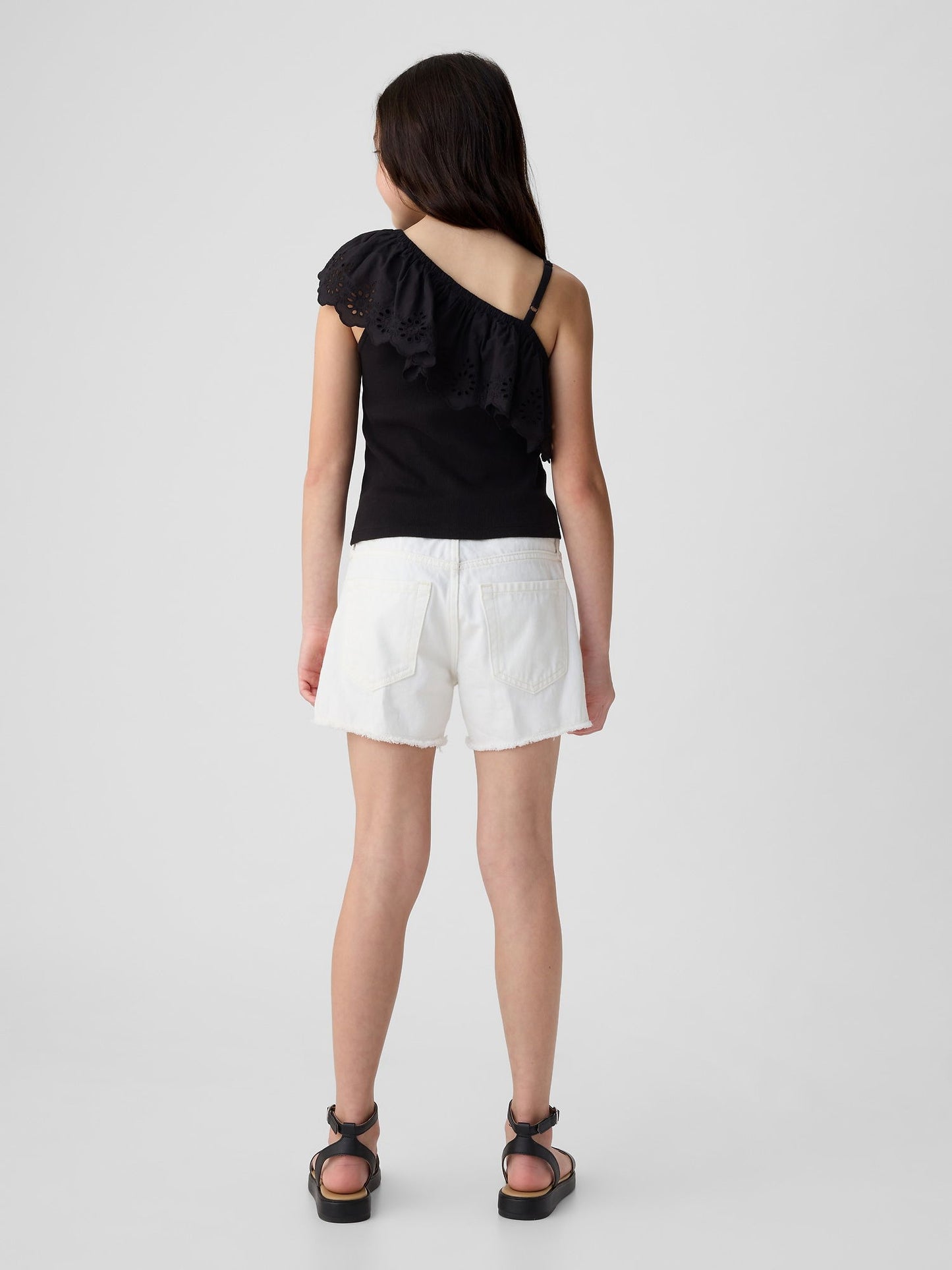Beyaz Low Rise Stride Denim Şort