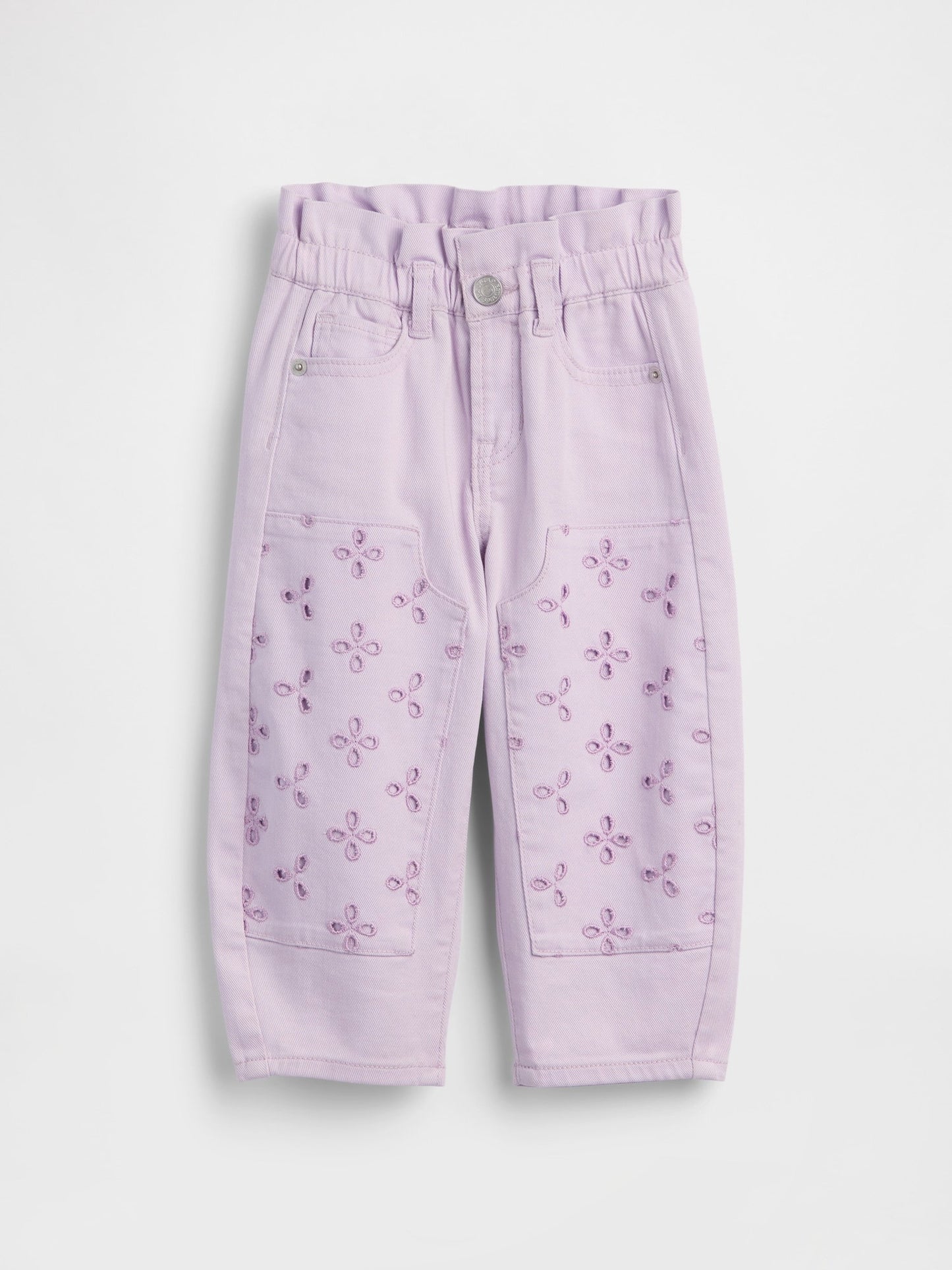 Lila Eyelet Double-knee Horseshoe Jean Pantolon