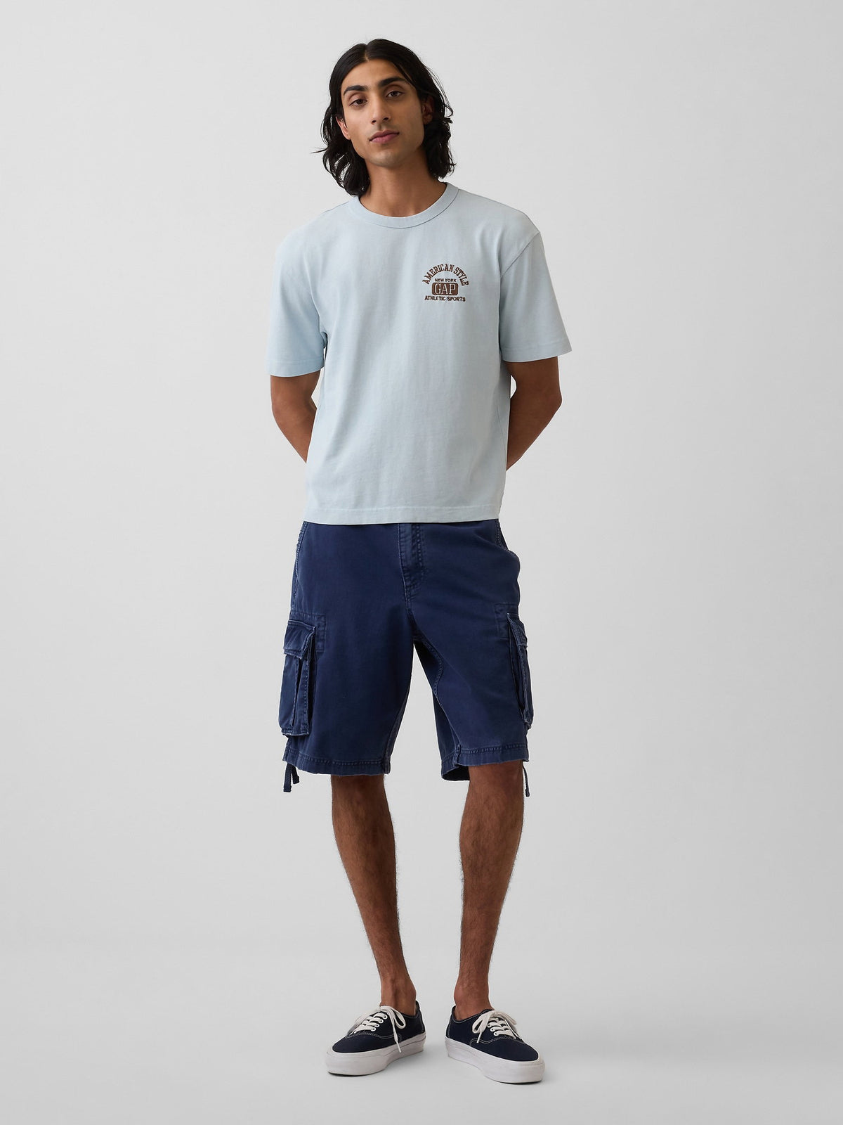 Açık Mavi Heavyweight Gap Logo Relaxed Crop T-shirt