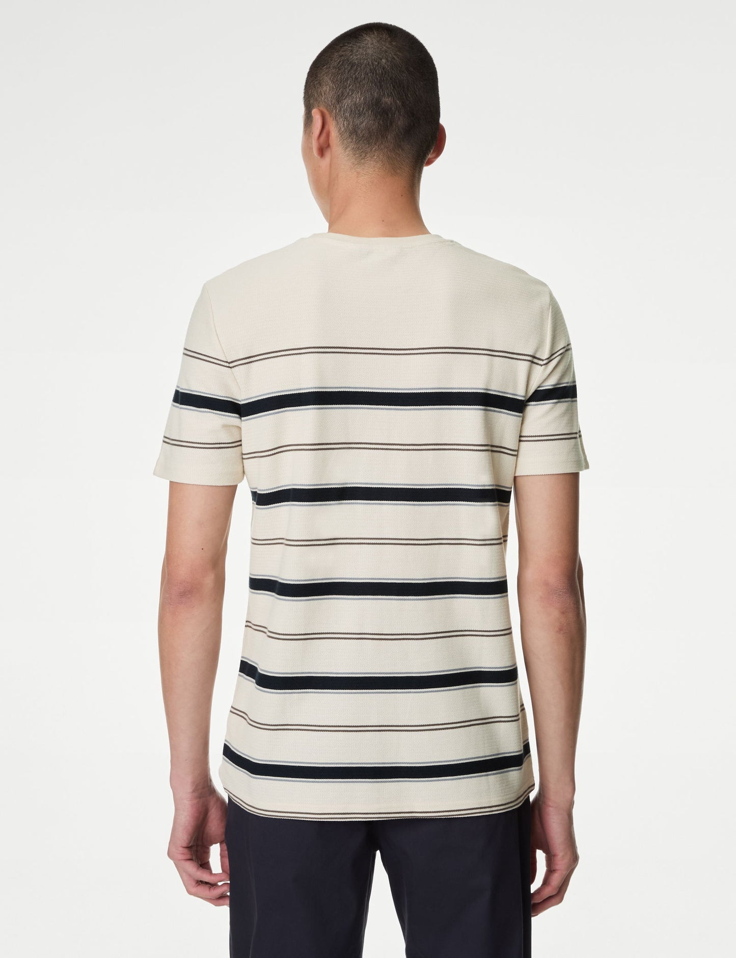 Saf Pamuklu Çizgili T-shirt