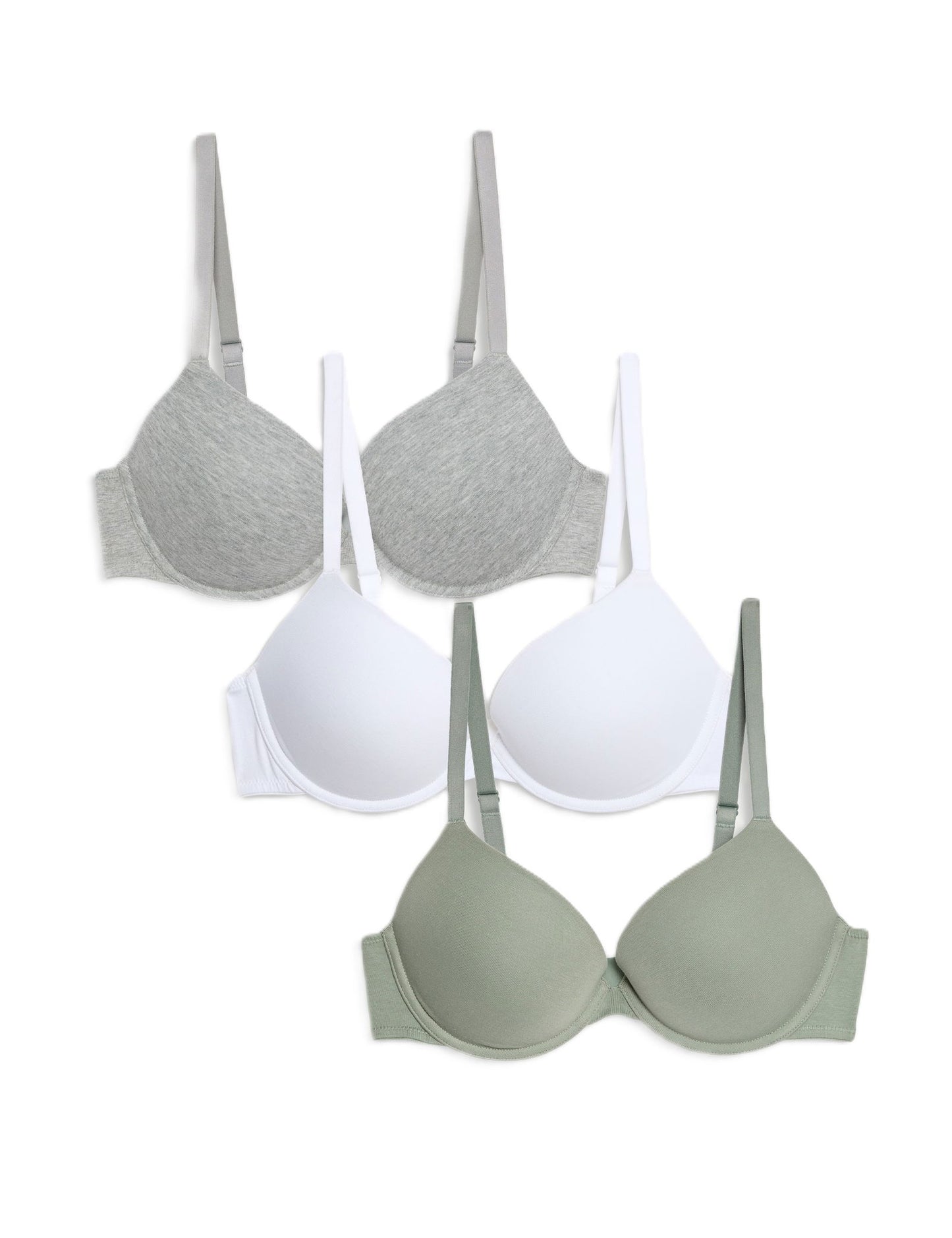3'lü Pamuklu Push Up T-shirt Sütyeni
