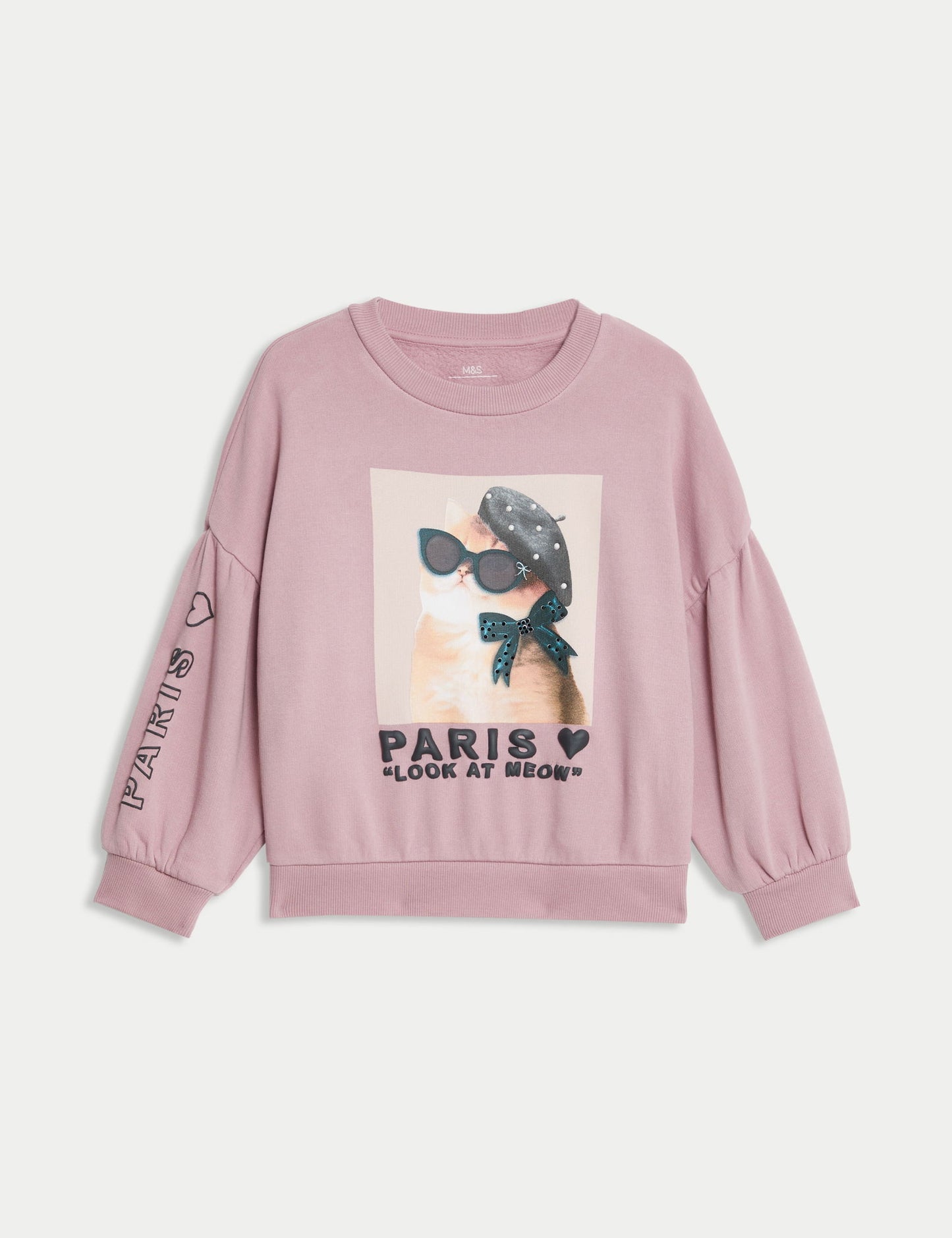 Paris Kedi Desenli Sweatshirt (2-10 Yaş)