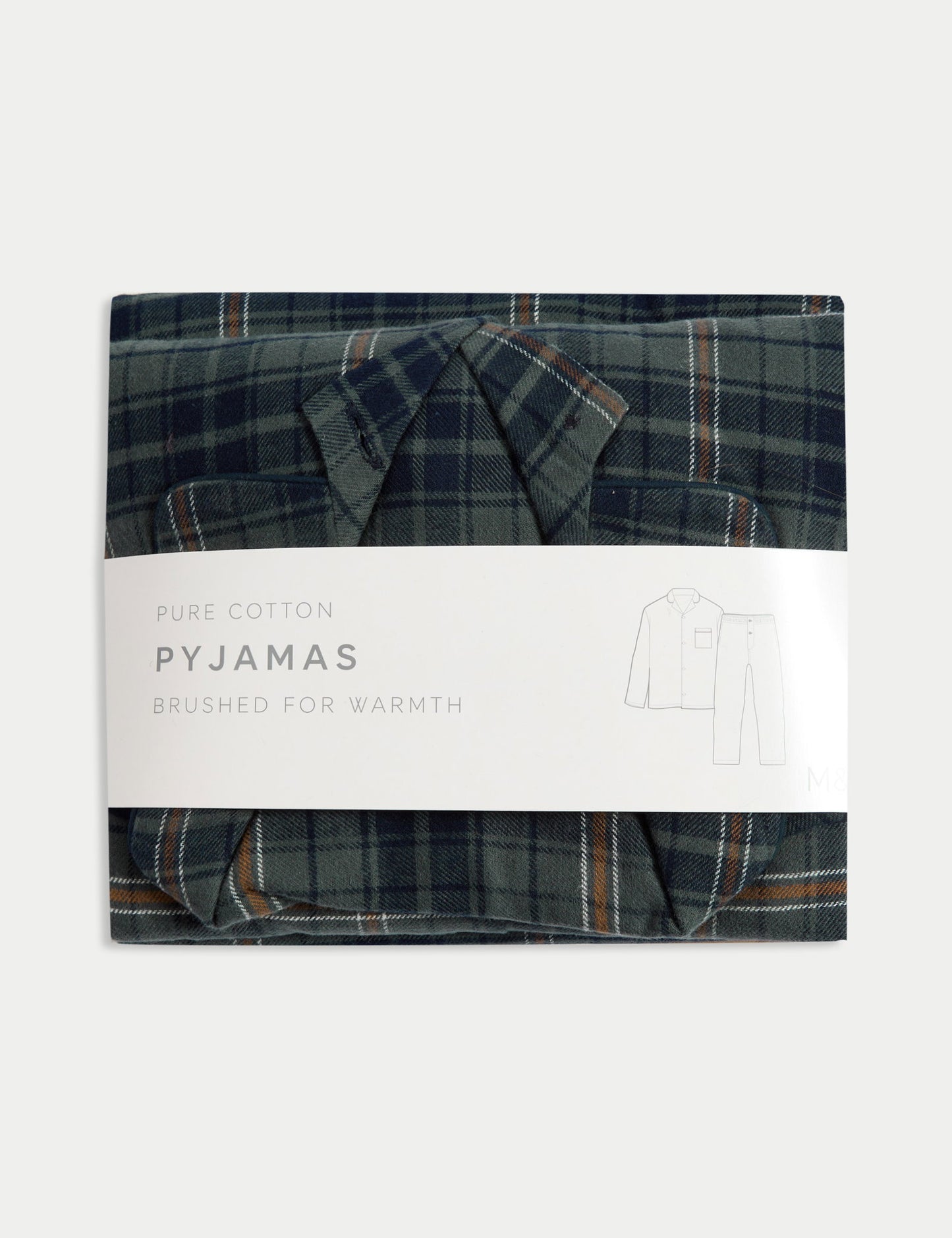 Saf Pamuklu Kareli Pijama Takımı