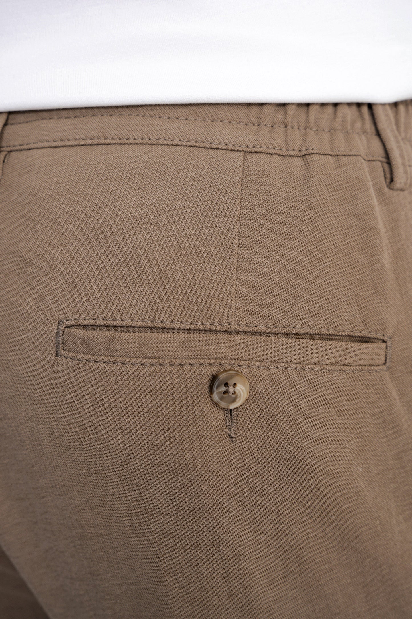 Comfort Fit Beli Lastikli Esnek Keten Tütün Pantolon P 1221