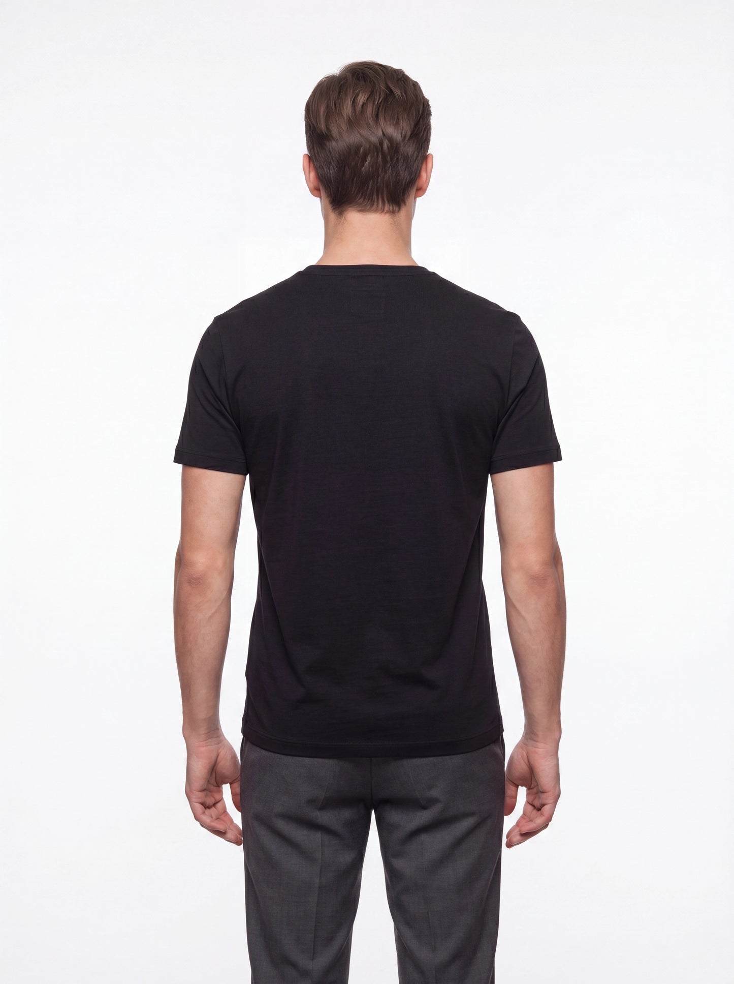 Comfort Fit Pamuklu Modal Kumaş Bisiklet Yaka Siyah Tişört Ts 924