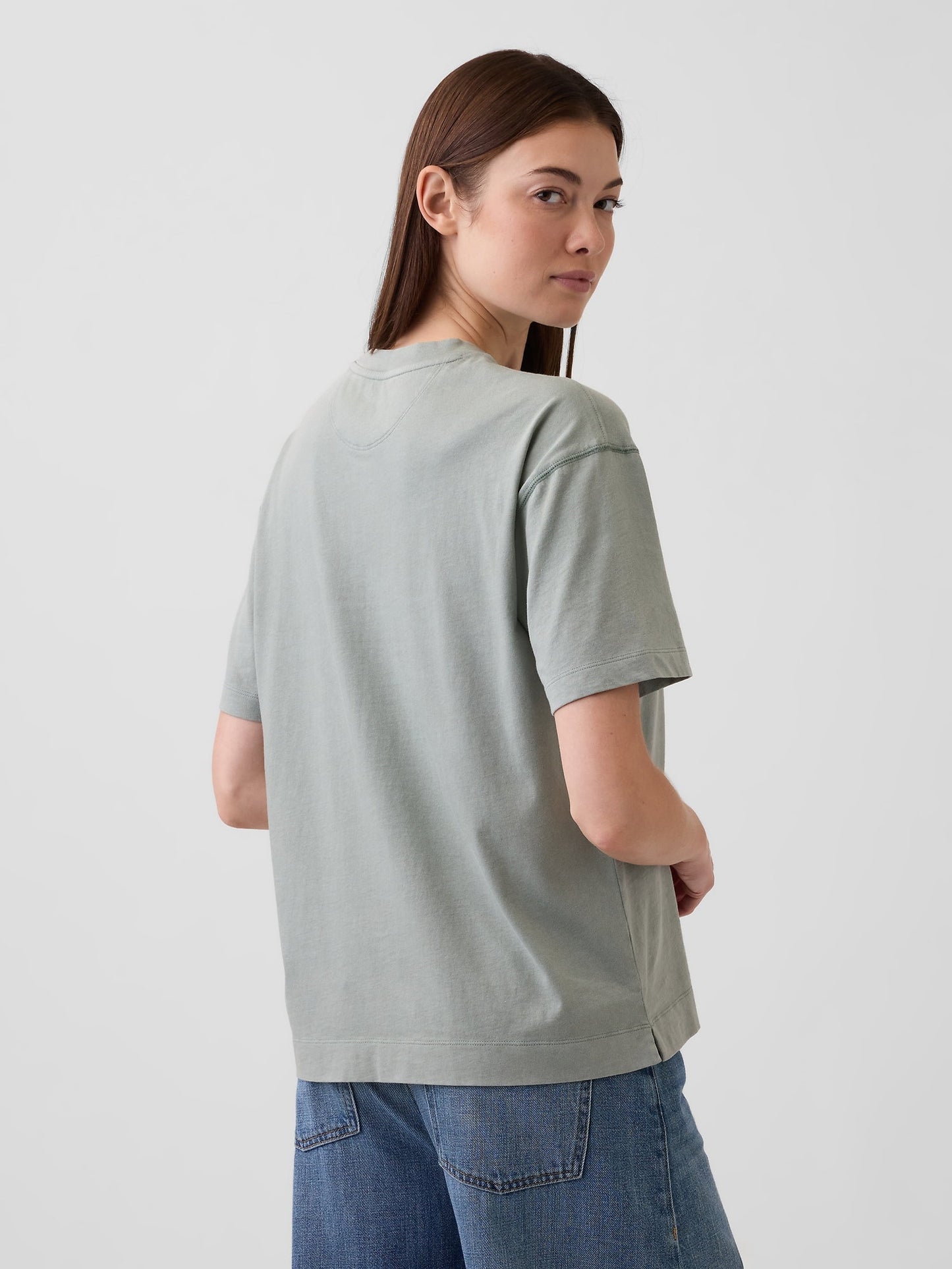 Açık Yeşil Organik Pamuk Vintagesoft Athletic Logo Tunik T-shirt