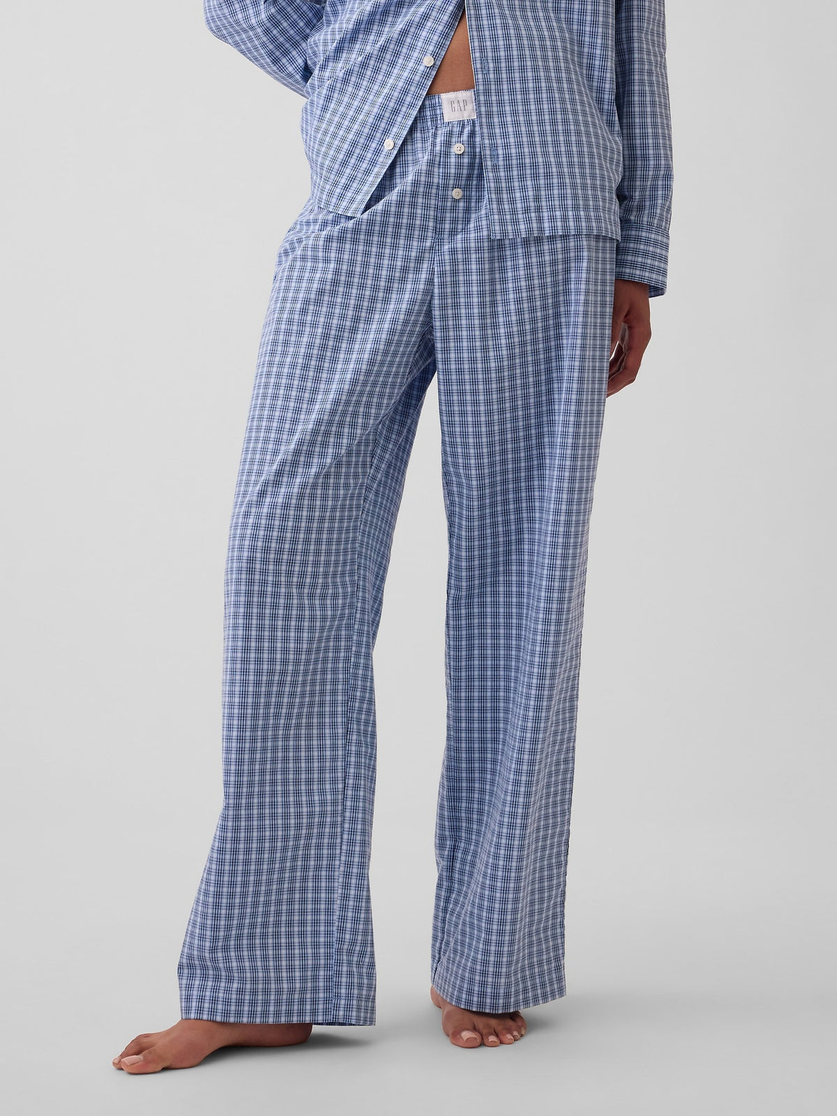 Mavi Poplin Pijama Altı