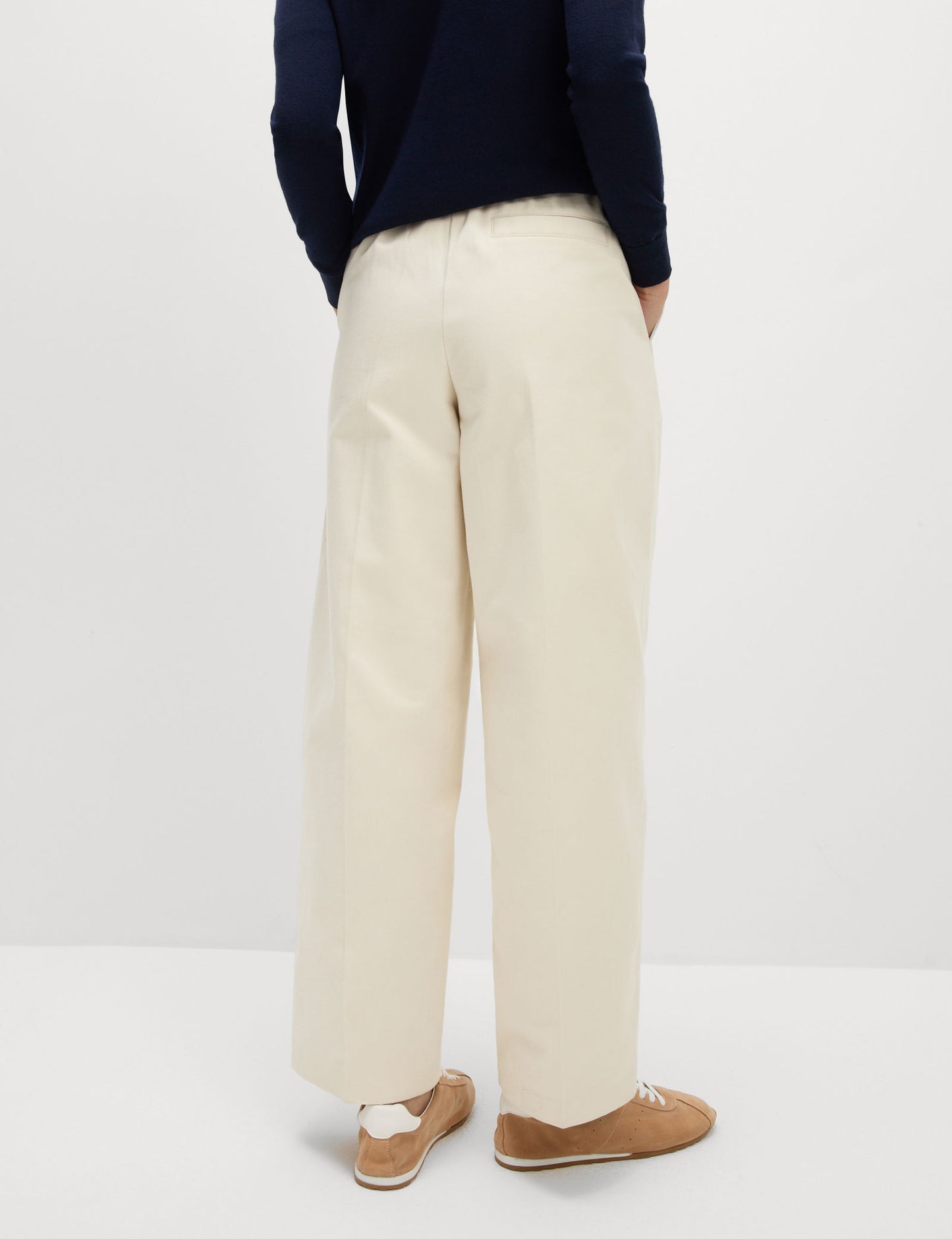 Saf Pamuklu Twill Barrel Leg Pantolon