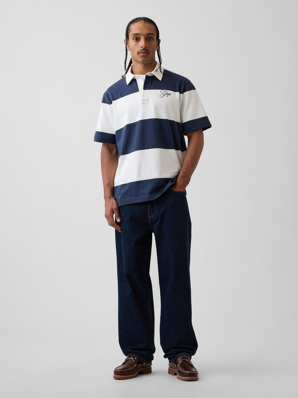 Lacivert Relaxed Gap Logo Rugby Polo T-shirt