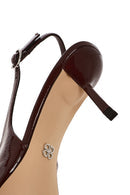 Kadın Bordo Arkası Açık Ince Topuklu Deri Ayakkabı