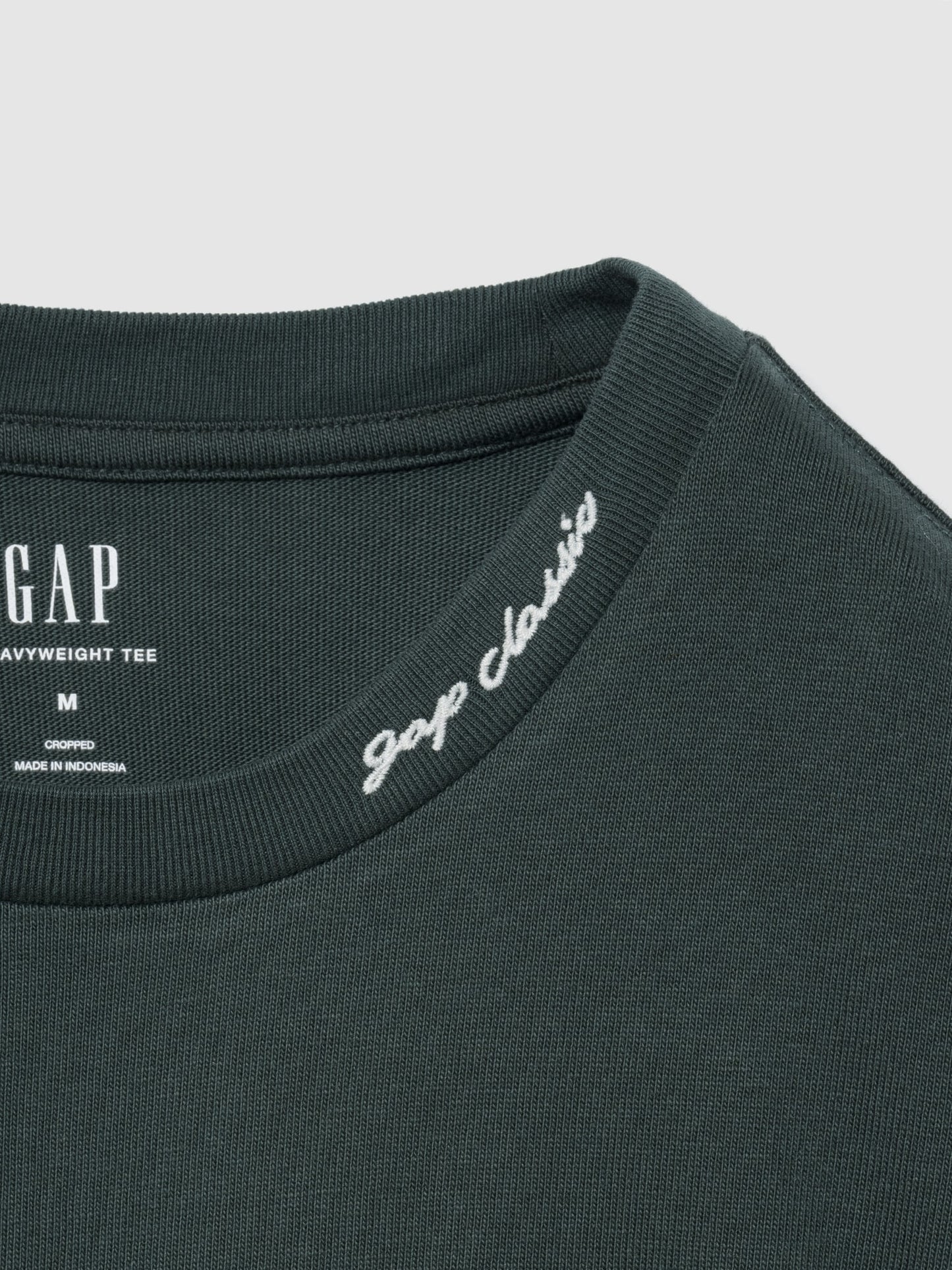 Koyu Yeşil Heavyweight Gap Logo Relaxed Crop T-shirt