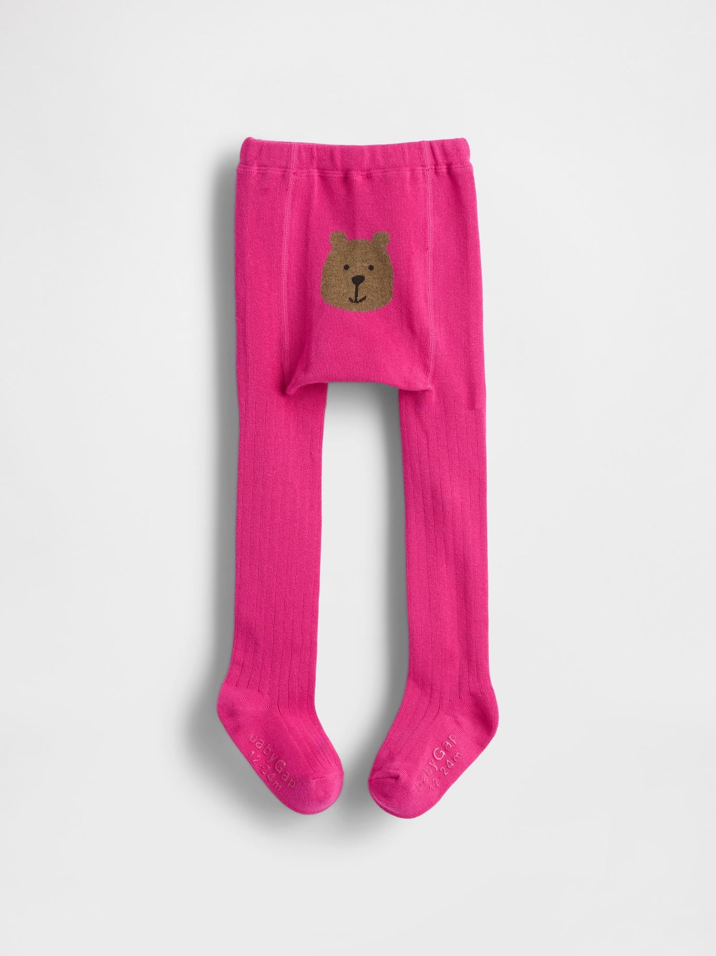 Pembe Fitilli Bear Baskılı Külotlu Çorap