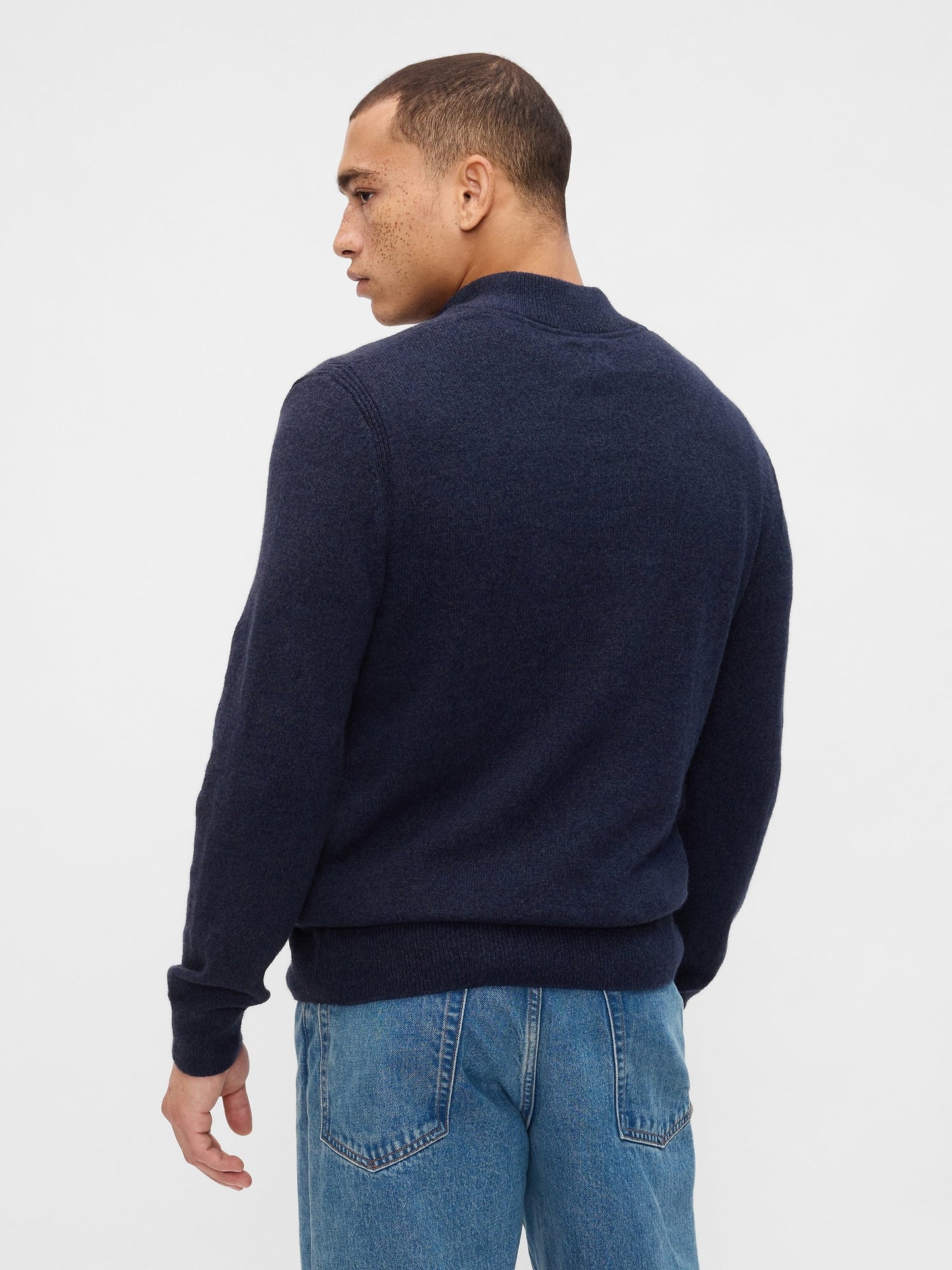 Lacivert Mockneck Henley Kazak
