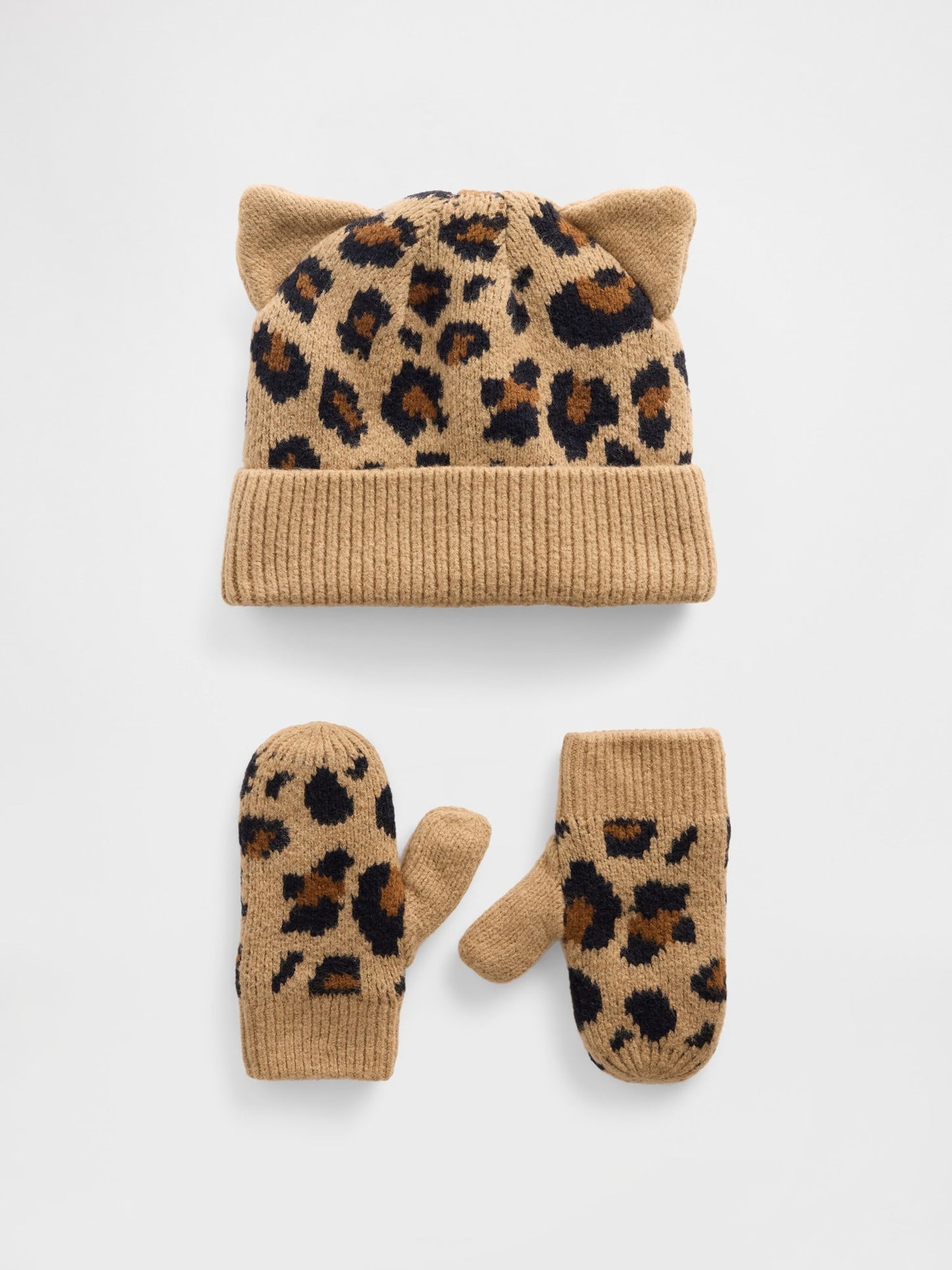 Kahverengi Cashsoft Leopar Bere & Eldiven Seti