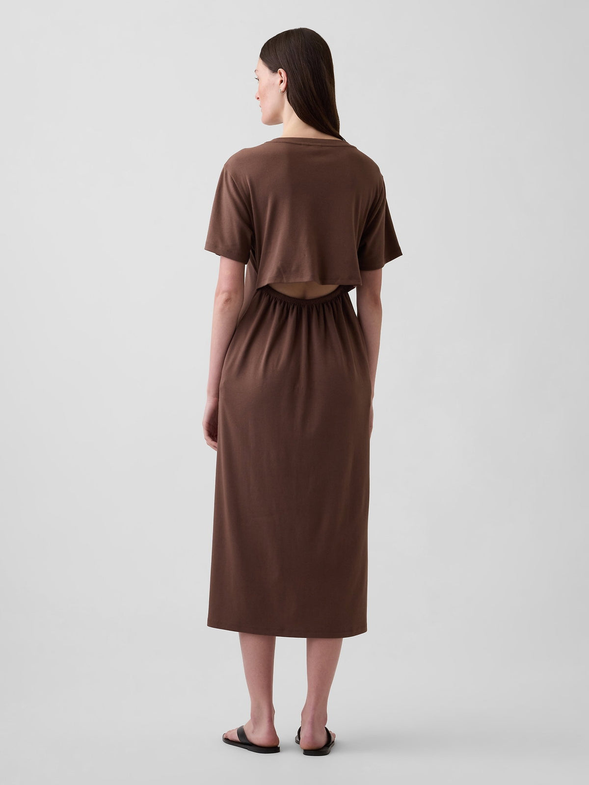 Siyah Relaxed Gap Logo Cutout T-shirt Midi Elbise