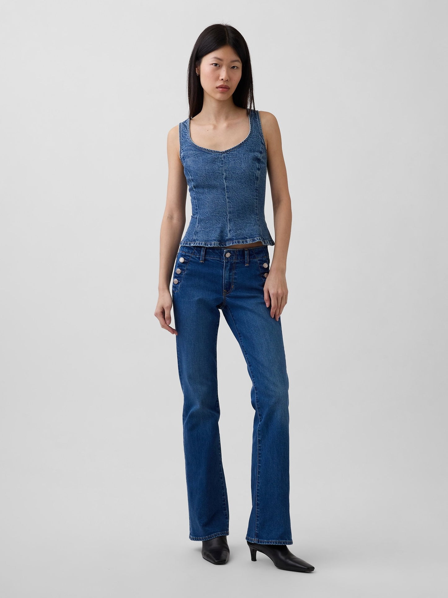 Mavi Denim Fitted Peplum Bluz