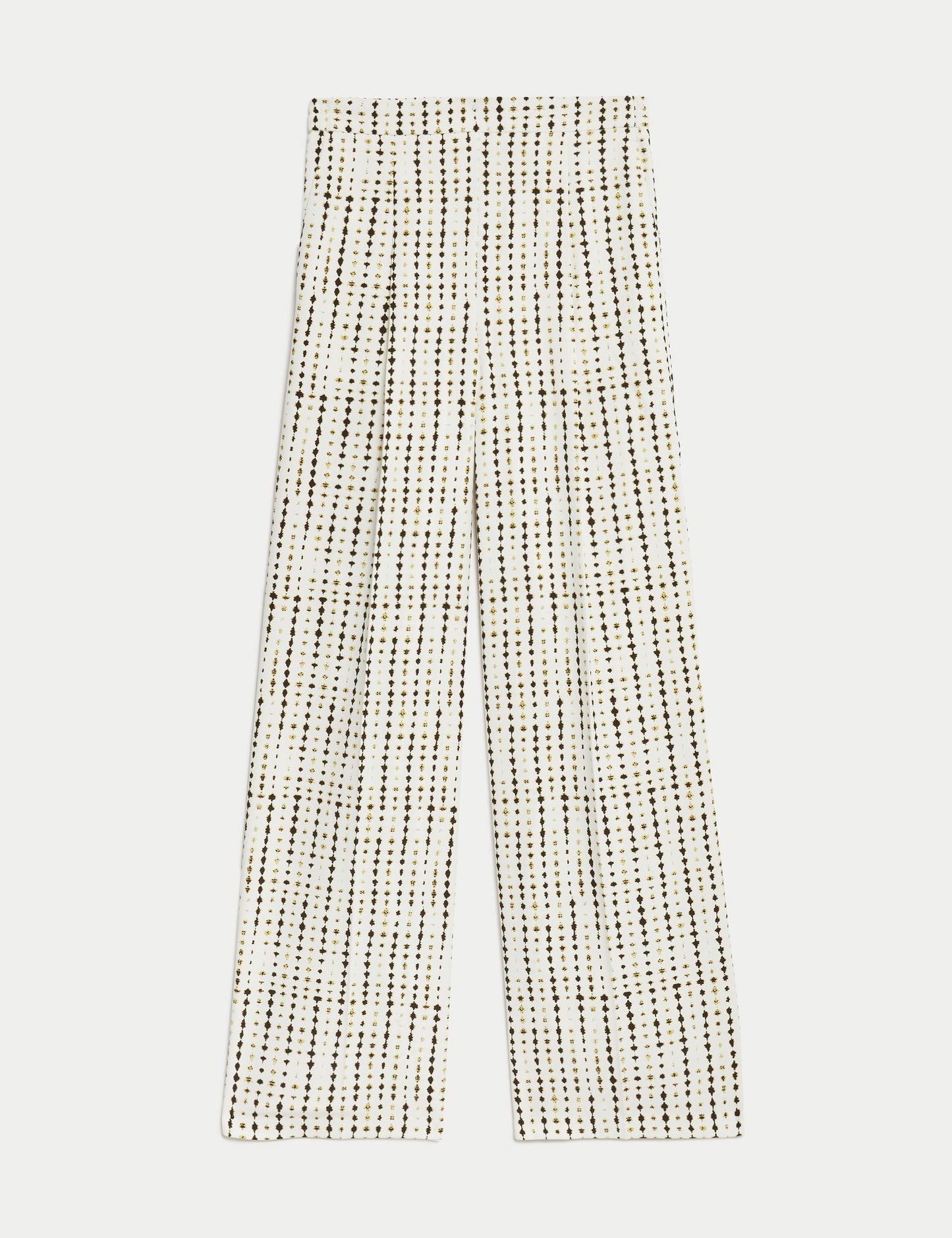 Yüksek Bel Desenli Wide Leg Pantolon