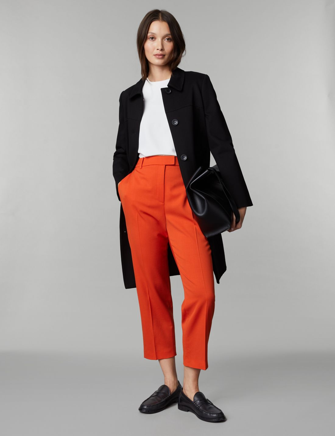 Straight Leg Crop Yün Pantolon