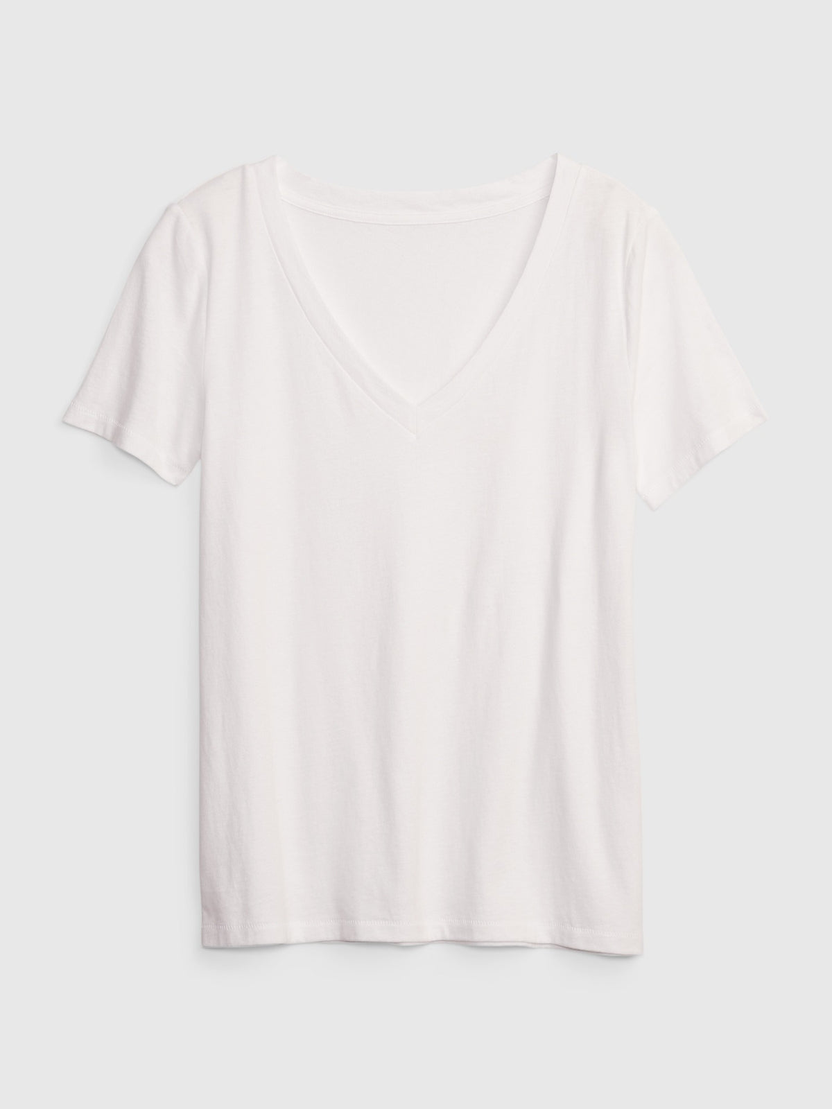 Beyaz Organik Pamuk Vintage V Yaka T-shirt