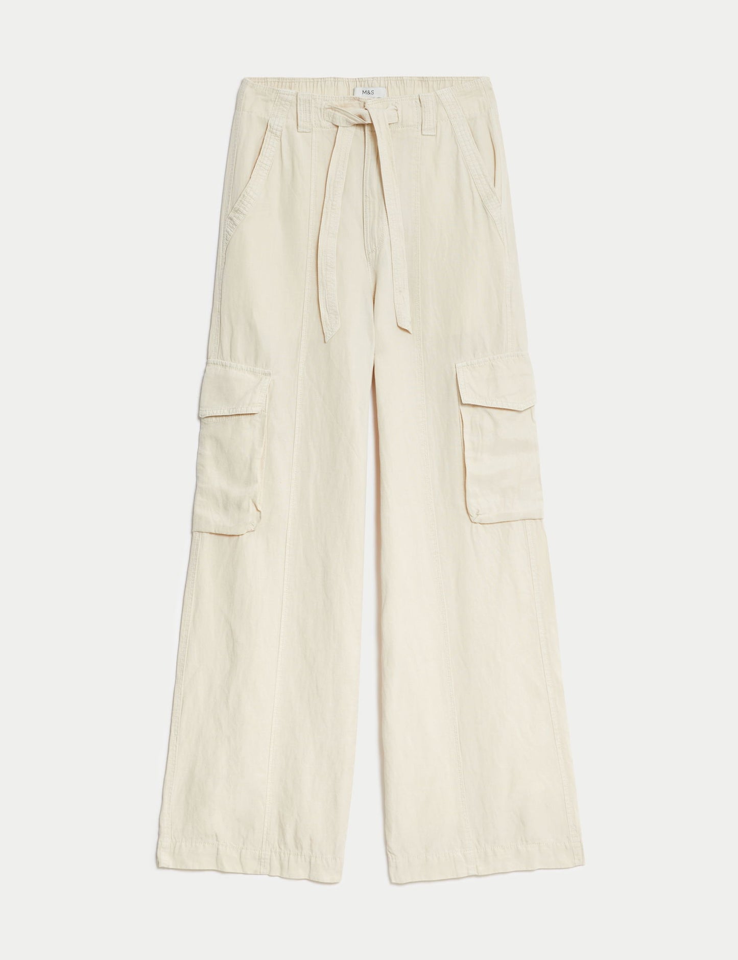 Wide Leg Keten Kargo Pantolon