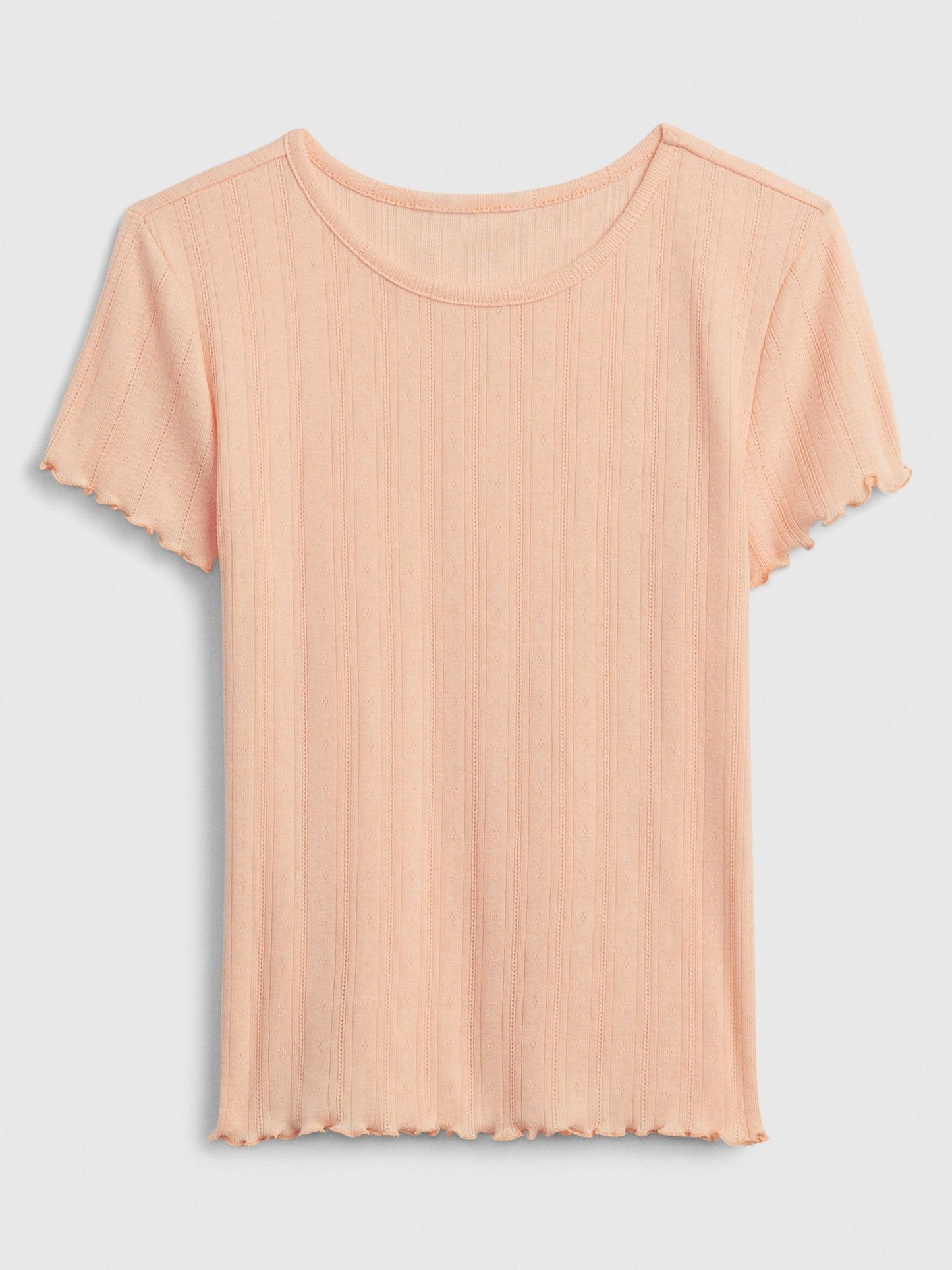Açık Turuncu Pointelle Dokulu T-shirt