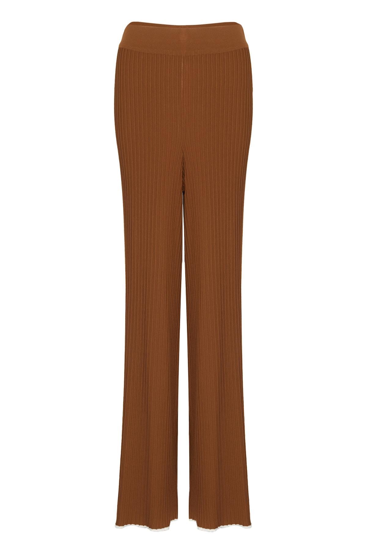 Dökümlü Camel Triko Pantolon