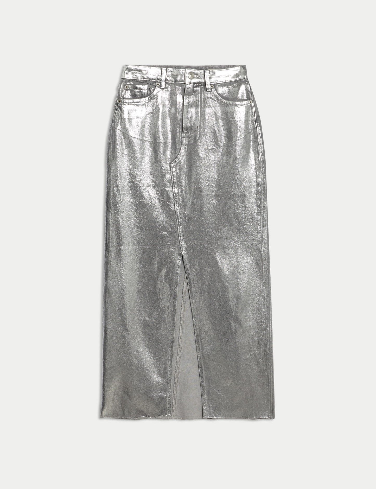 Denim Metalik Maxi Etek